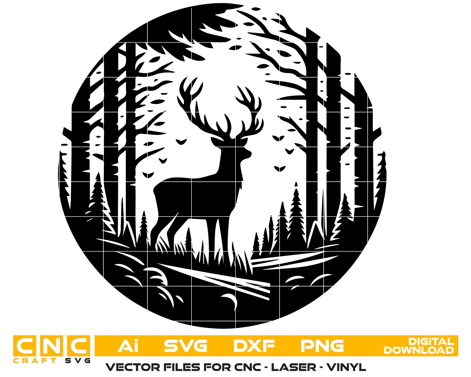 Deer Pine Tree Vector SVG