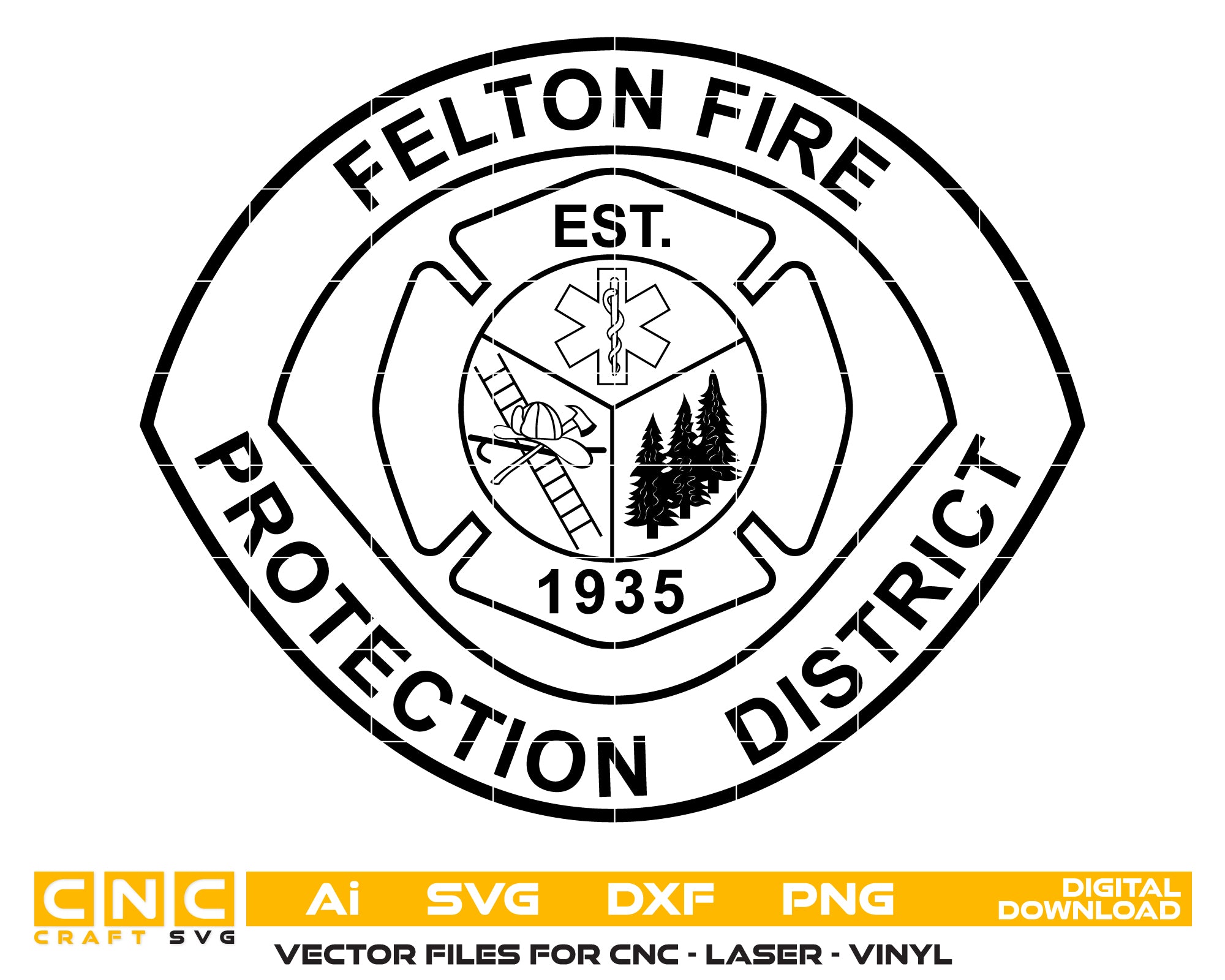 Felton Fire Protection District Logo SVG, California Fire Department Emblem Vector, Felton CA Fire Logo, Fire Protection District SVG, Firefighter Emblem Vector File
