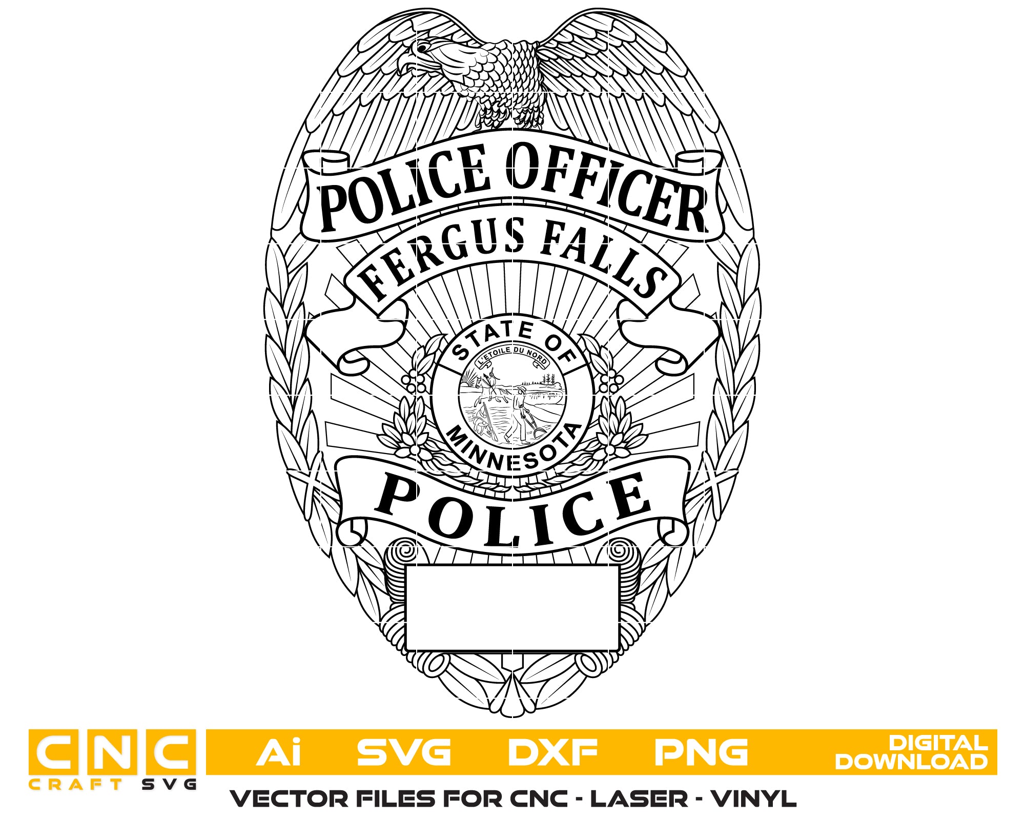 Fergus Falls Minnesota Police Officer Badge SVG