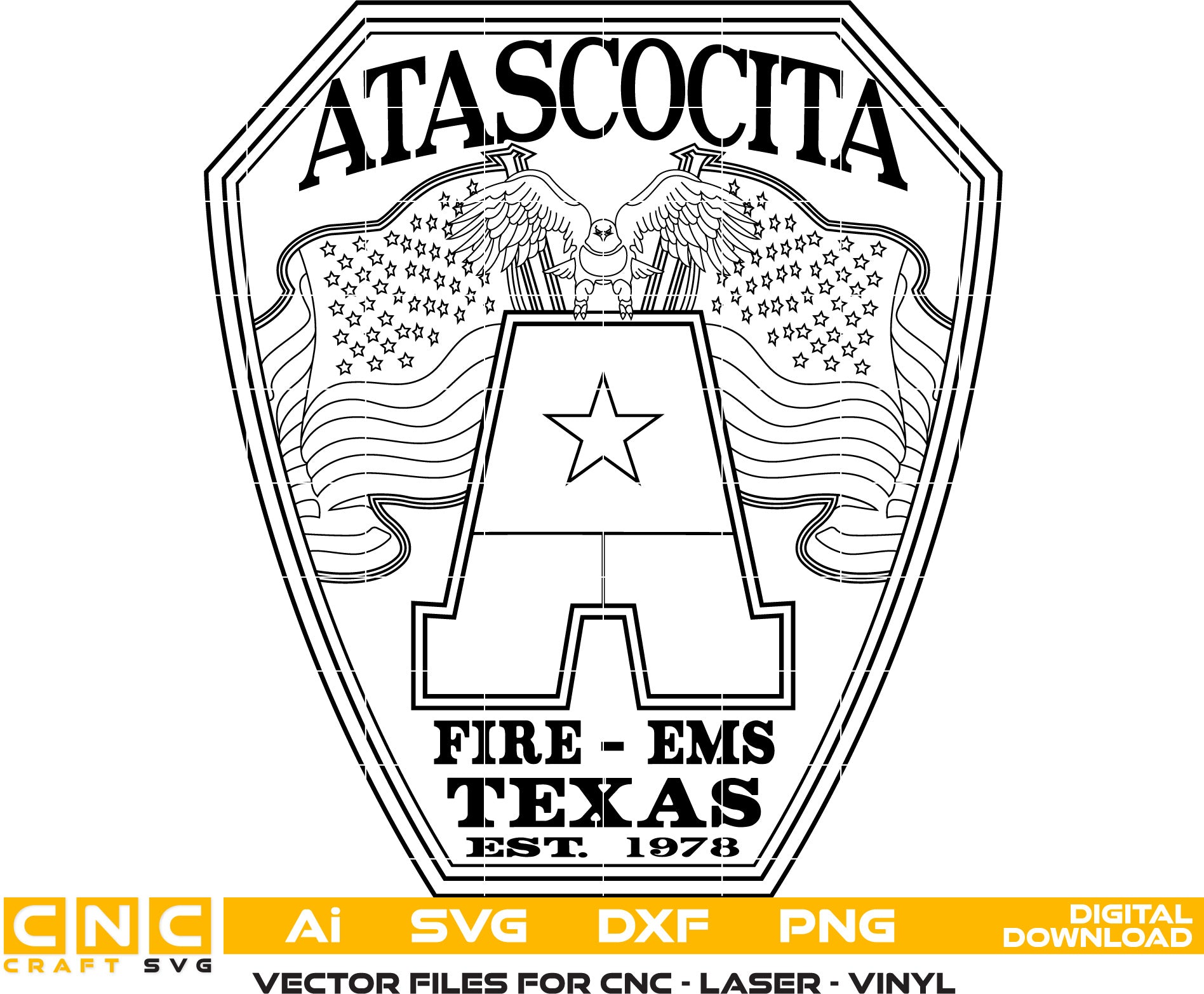 Texas, Atascocita Fire EMS Department Badge Vector Art