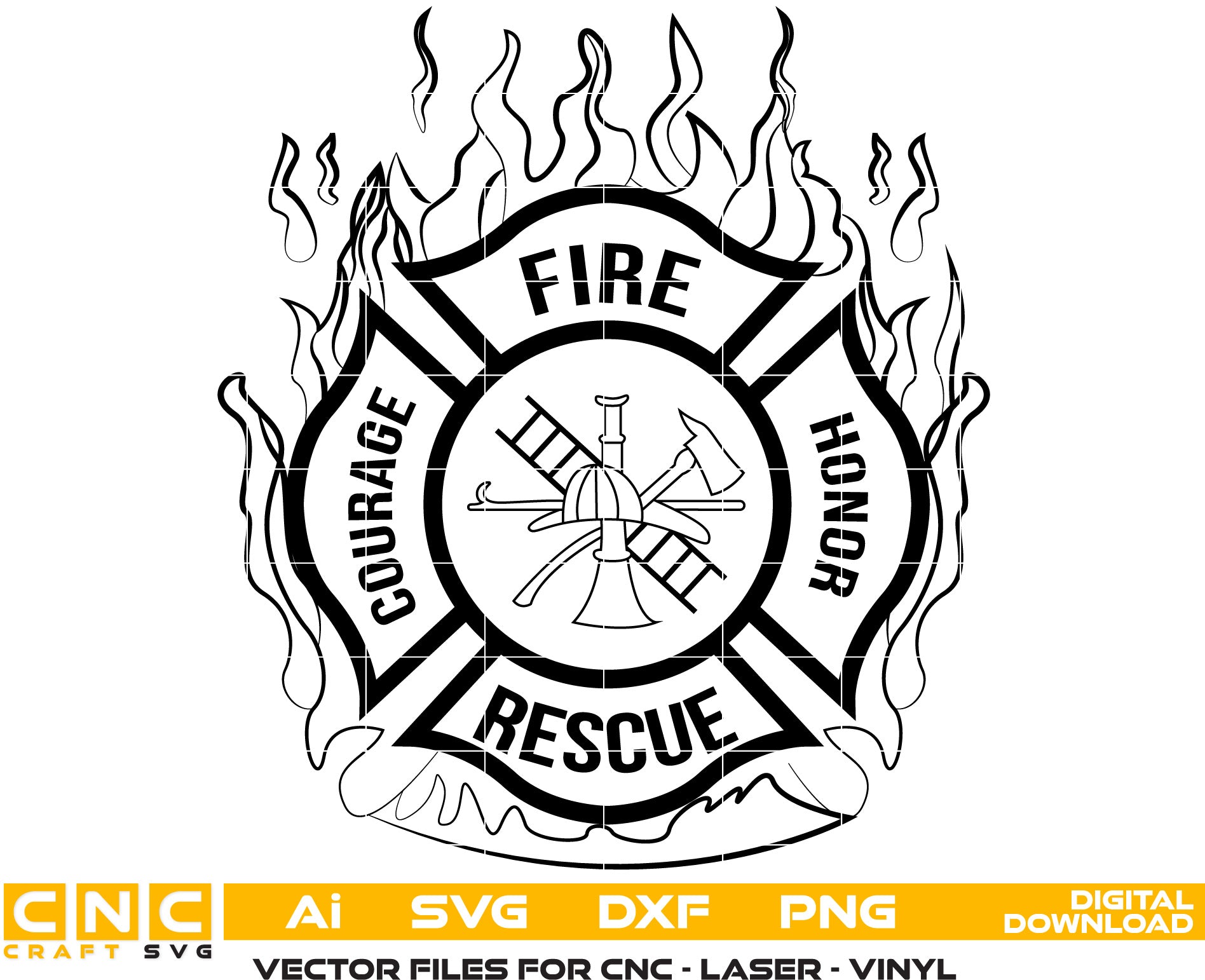 Fire Rescue Logo Vector Art