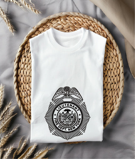 Fire Department Lieutenant Badge SVG digital download, New York firefighter rank emblem vector design for Cricut, Silhouette, CNC, engraving, and fire department crafts.