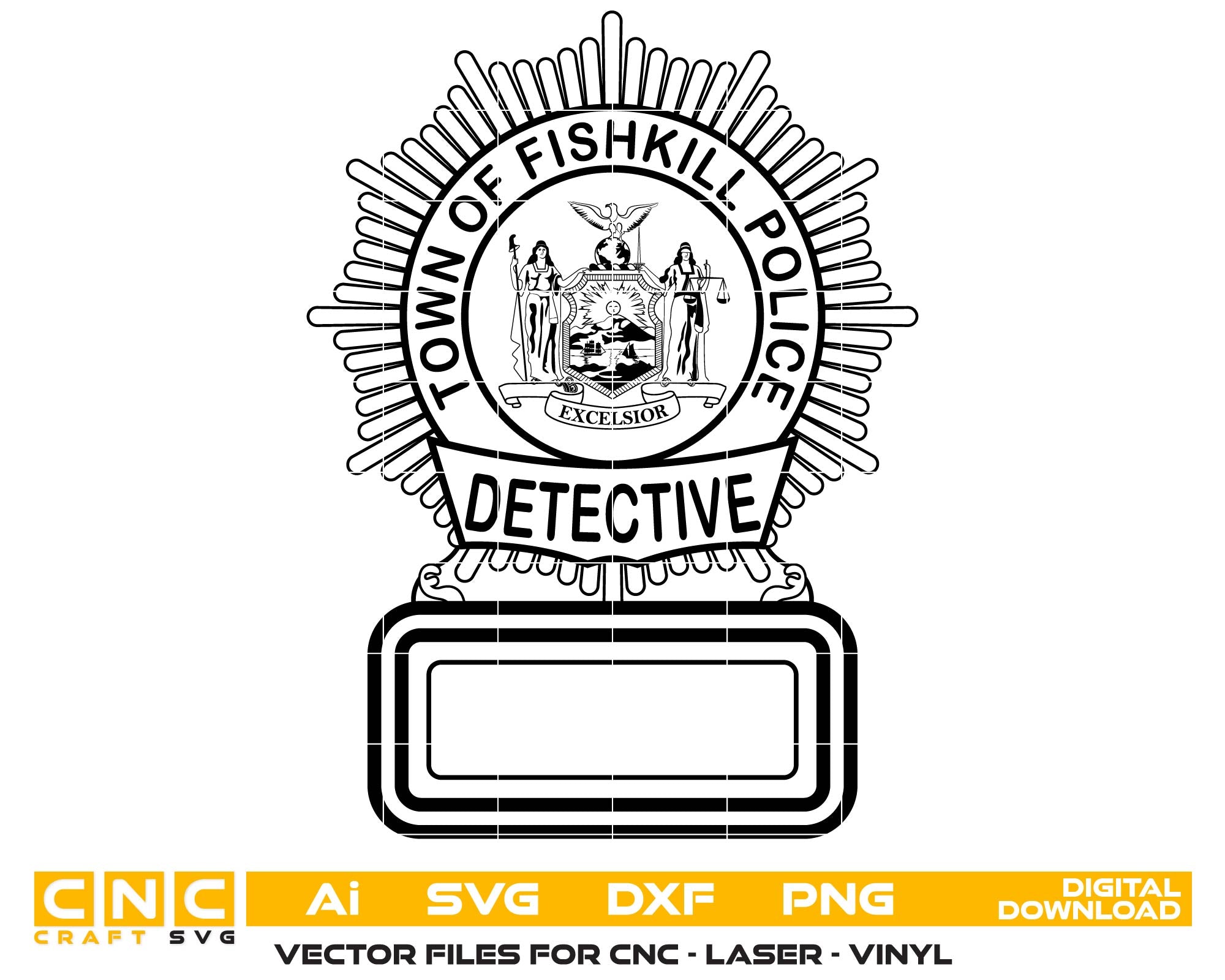 Fishkill Police Detective Badge SVG, Town of Fishkill Police Vector, NY Police Badge SVG, Law Enforcement Badge Design, Detective Emblem SVG, Police Shield Vector