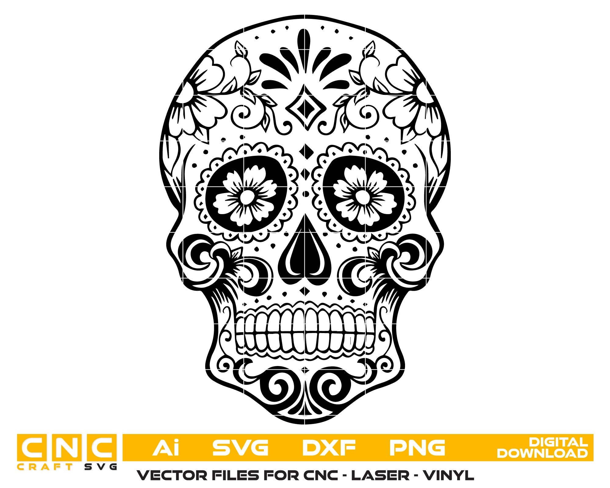 Floral Sugar Skull SVG | Day of the Dead Vector File