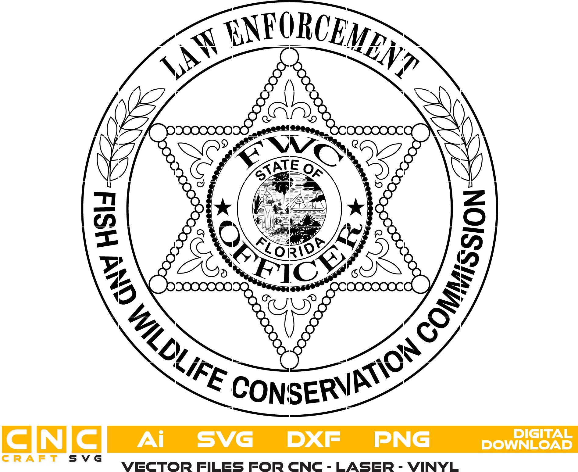 Florida Fish and Wildlife Conservation Commission (FWC) Law Enforcement Logo – High-Quality Vector Art