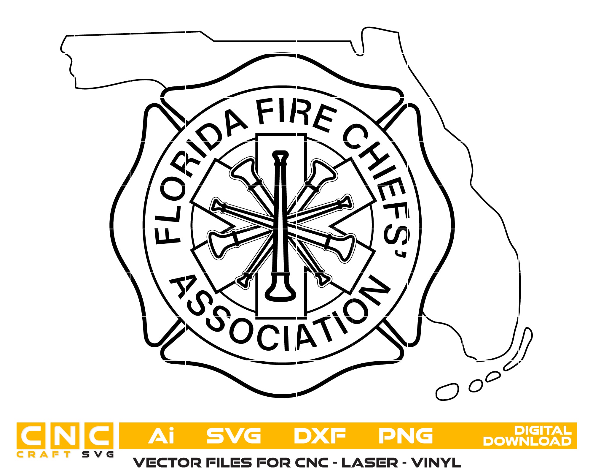 Florida Fire Chiefs Association Badge SVG, Florida Fire Chiefs Logo Vector, Florida Fire Chiefs Emblem SVG Design, Florida Fire Service Leadership Badge SVG, #support
