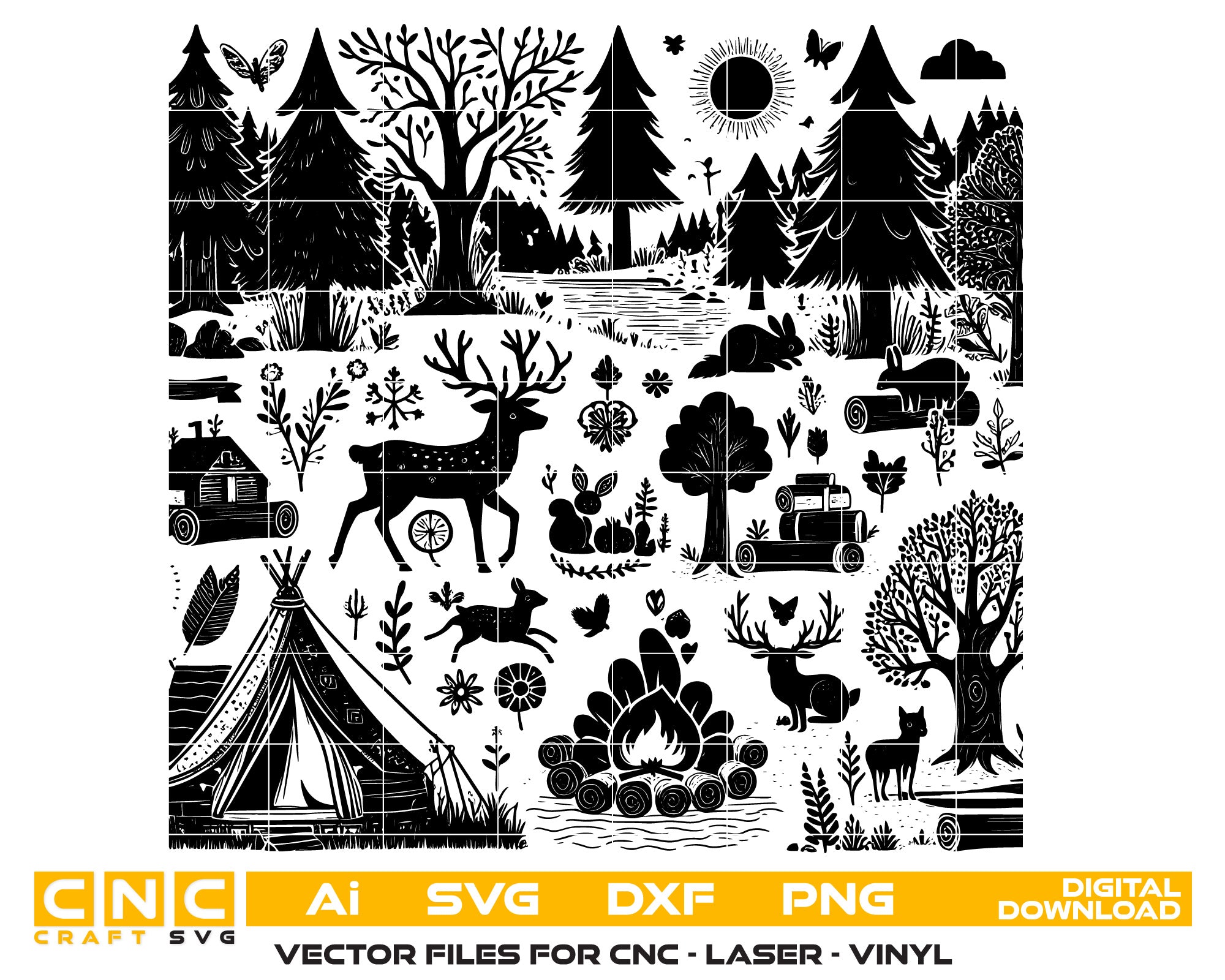Forest & Deer Vector Art