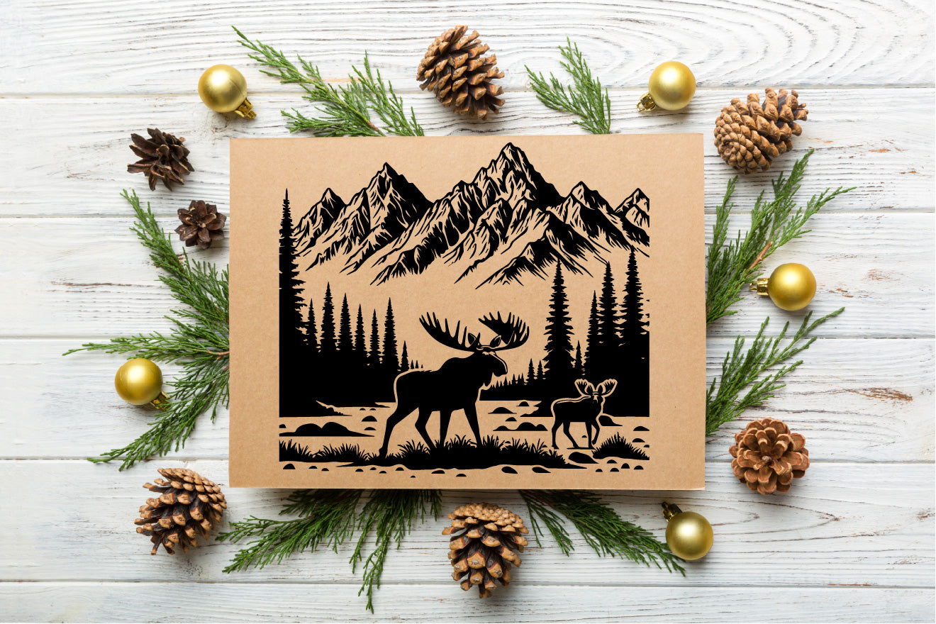 Forest Moose Pine Tree SVG