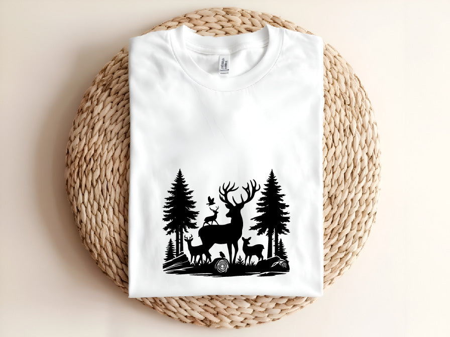 Forest Mountain Deer Vector Art