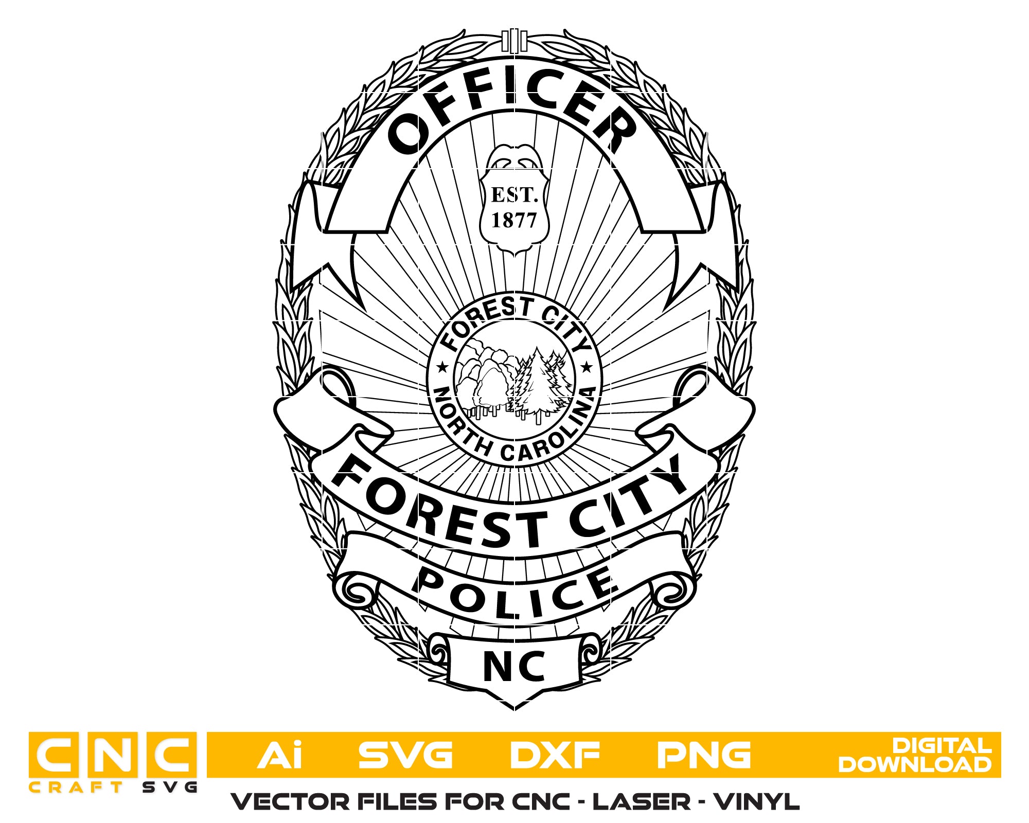 forest city police officer badge svg, forest city north carolina police badge vector, forest city nc police svg emblem, north carolina law enforcement badge svg, #support