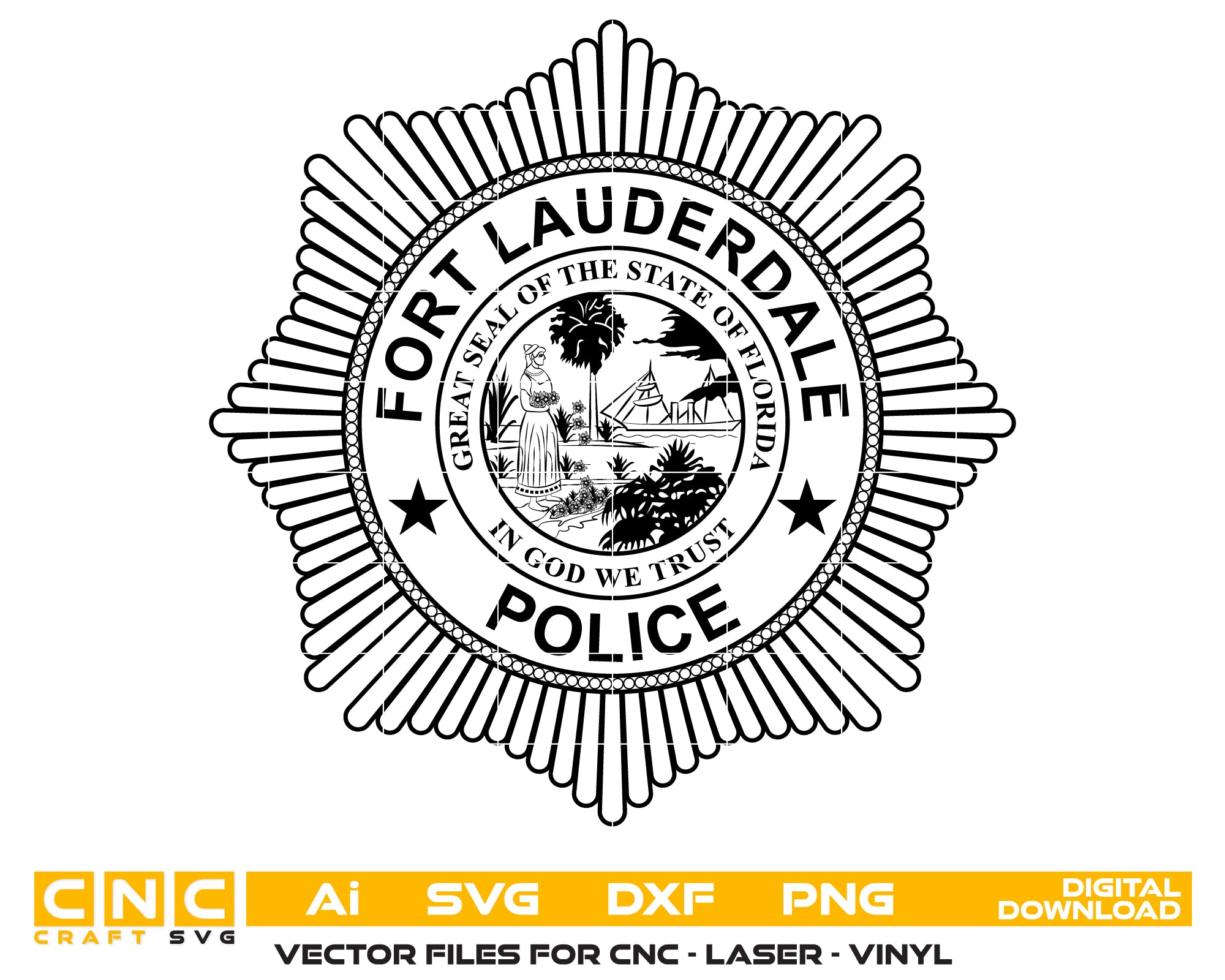 Fort Lauderdale Police Badge SVG, Florida Police Vector, Fort Lauderdale Badge Design, Law Enforcement SVG, Police Emblem Vector, Florida Badge Logo