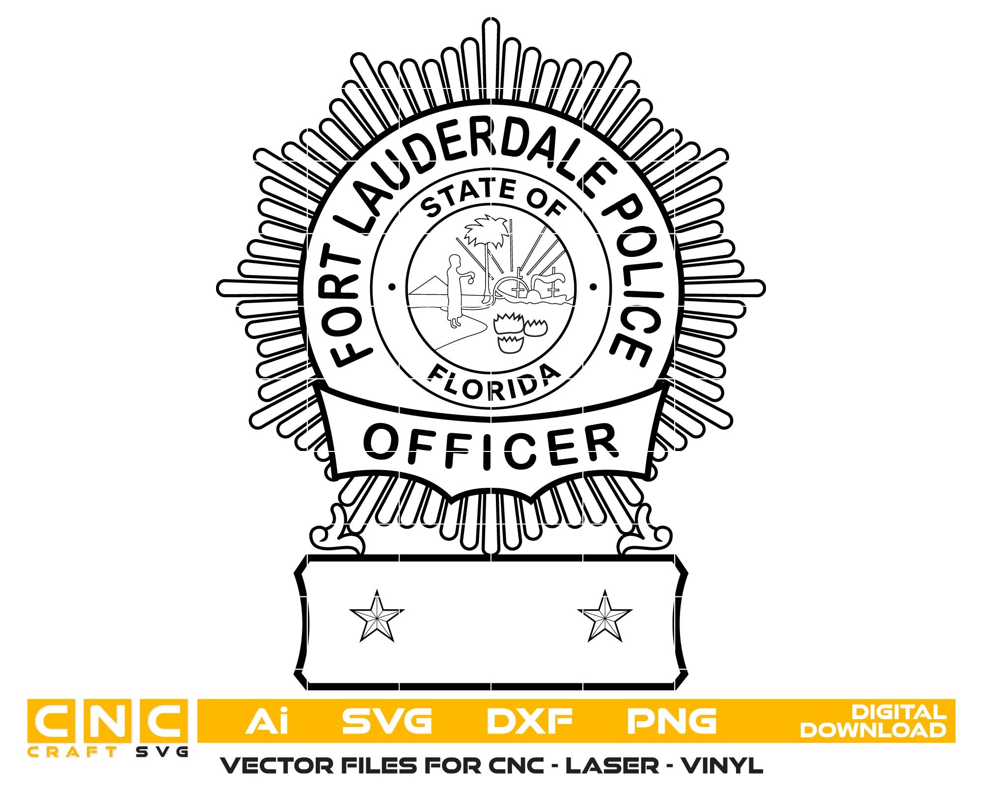 Fort Lauderdale Police Officer Badge SVG, Florida Police Badge Vector, Fort Lauderdale Law Enforcement Emblem, Police Officer Badge SVG Design, Florida Police Insignia