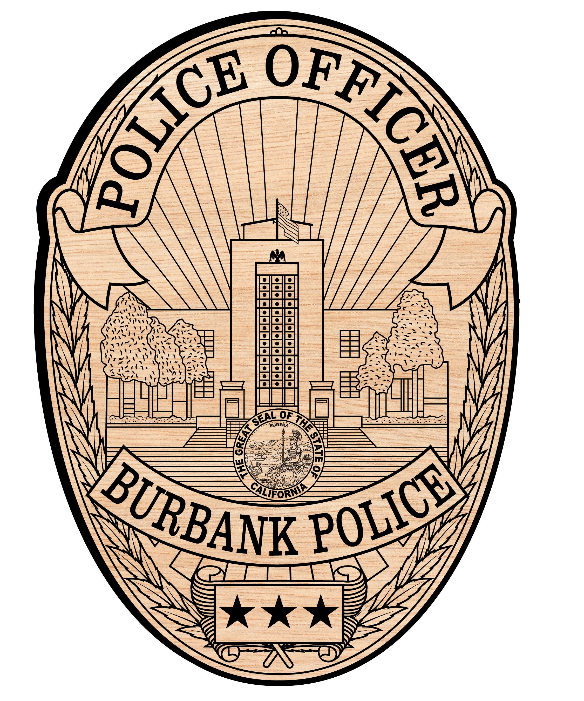 Burbank Police Officer Badge Vector Art woodin