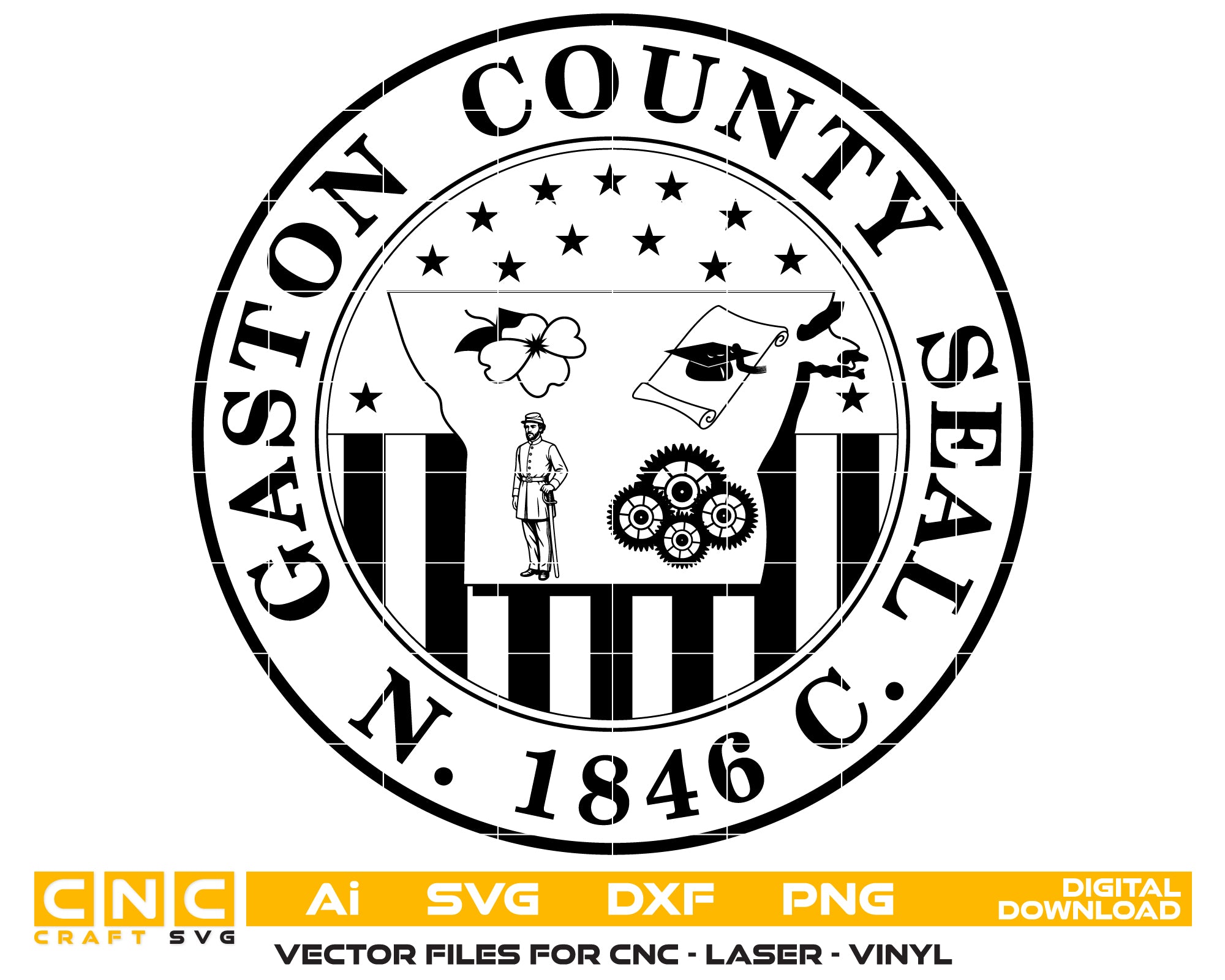 Gaston County Seal, North Carolina