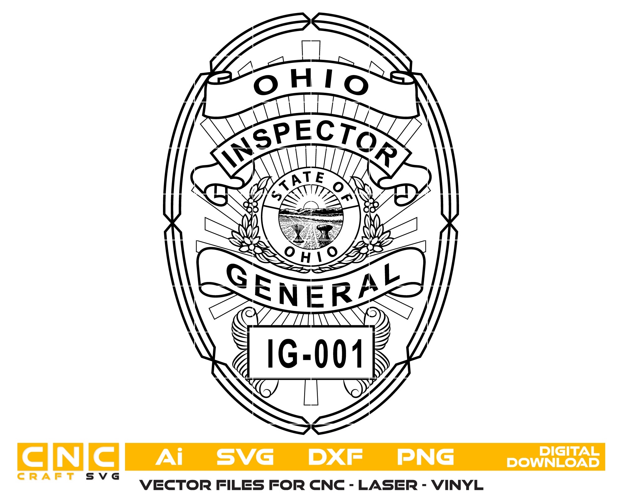 General Inspector Badge SVG, Ohio Inspector Badge Vector, Ohio General Inspector SVG Emblem, Ohio Law Enforcement Badge Logo SVG, #support