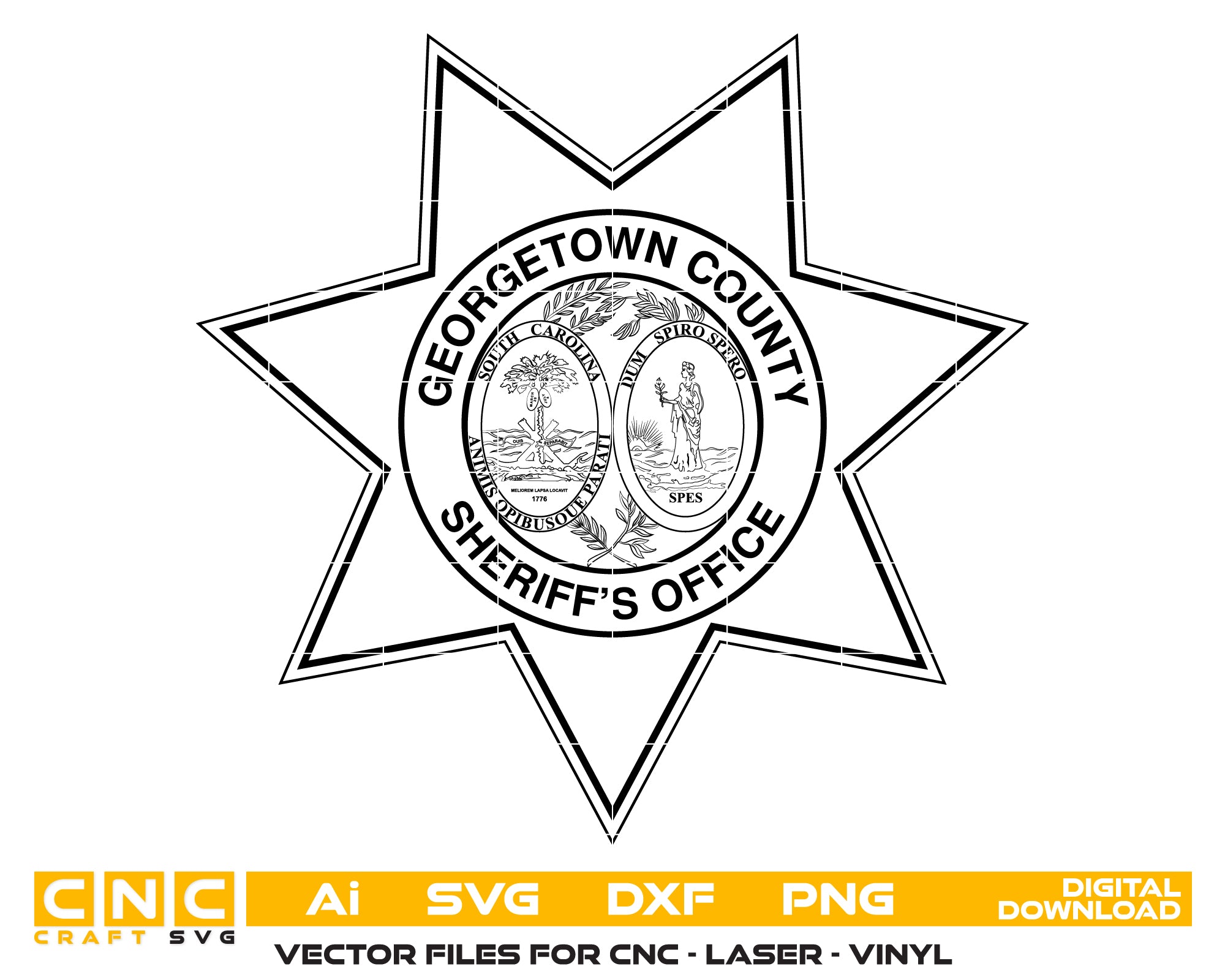Georgetown County Sheriff’s Office Badge SVG, South Carolina Sheriff Badge Vector, Georgetown County Law Enforcement Badge, Sheriff’s Office Badge SVG, Police Badge Vector