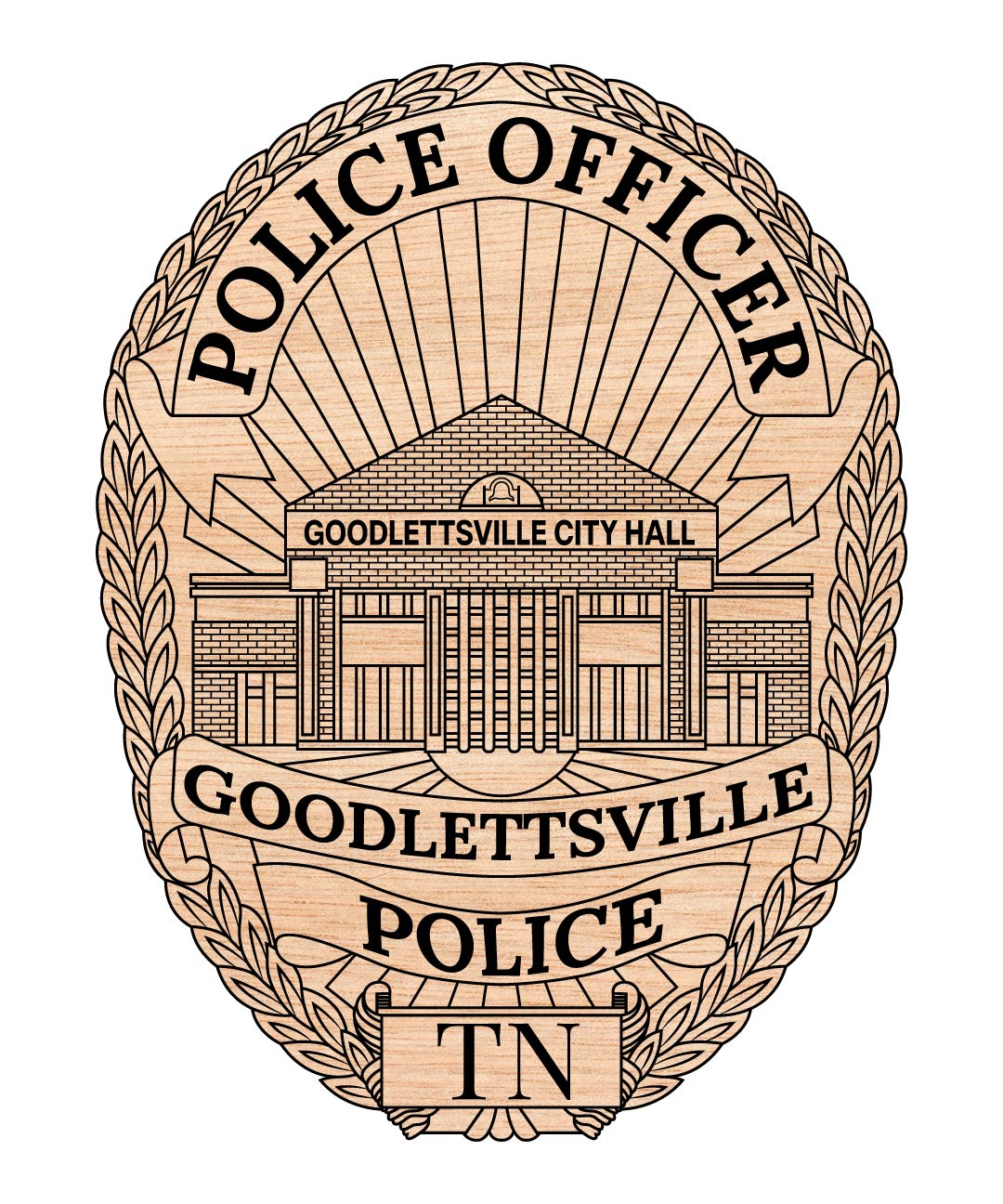 Goodlettsville Police Badge SVG, Goodlettsville City Police Officer Badge Vector, Police Shield SVG, Law Enforcement Emblem, Police Logo Vector, Engraving Badge File