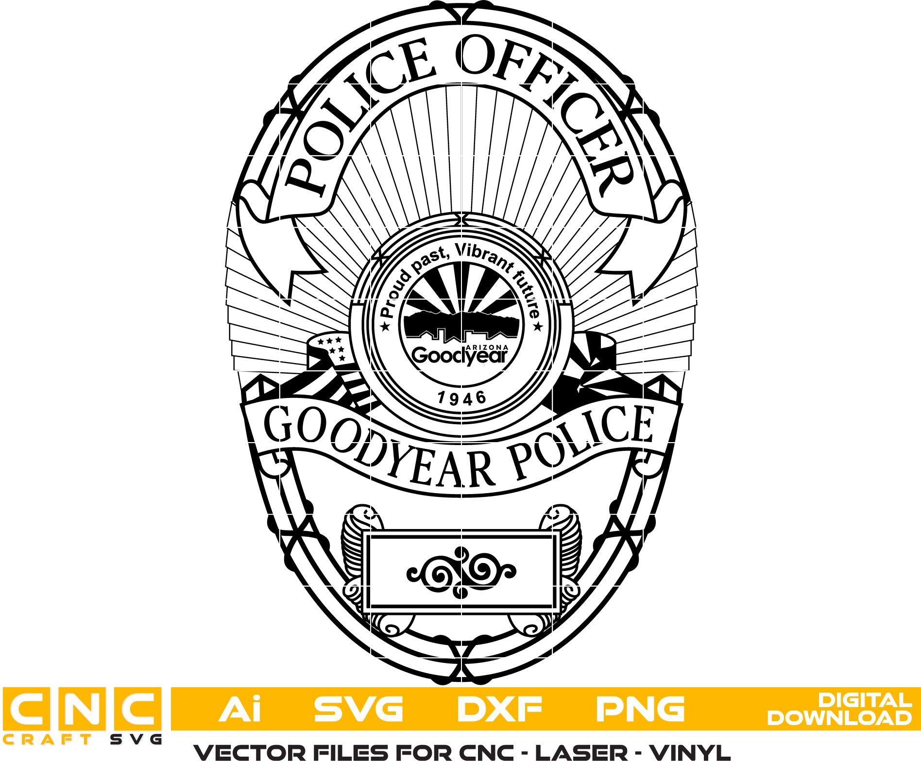 Goodyear Police Badge SVG | Law Enforcement Emblem for CNC & Printing