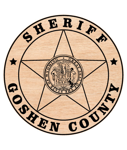 Goshen County Sheriff Badge SVG digital download, Wyoming sheriff emblem vector design for Cricut, Silhouette, CNC, engraving, and law enforcement crafts.