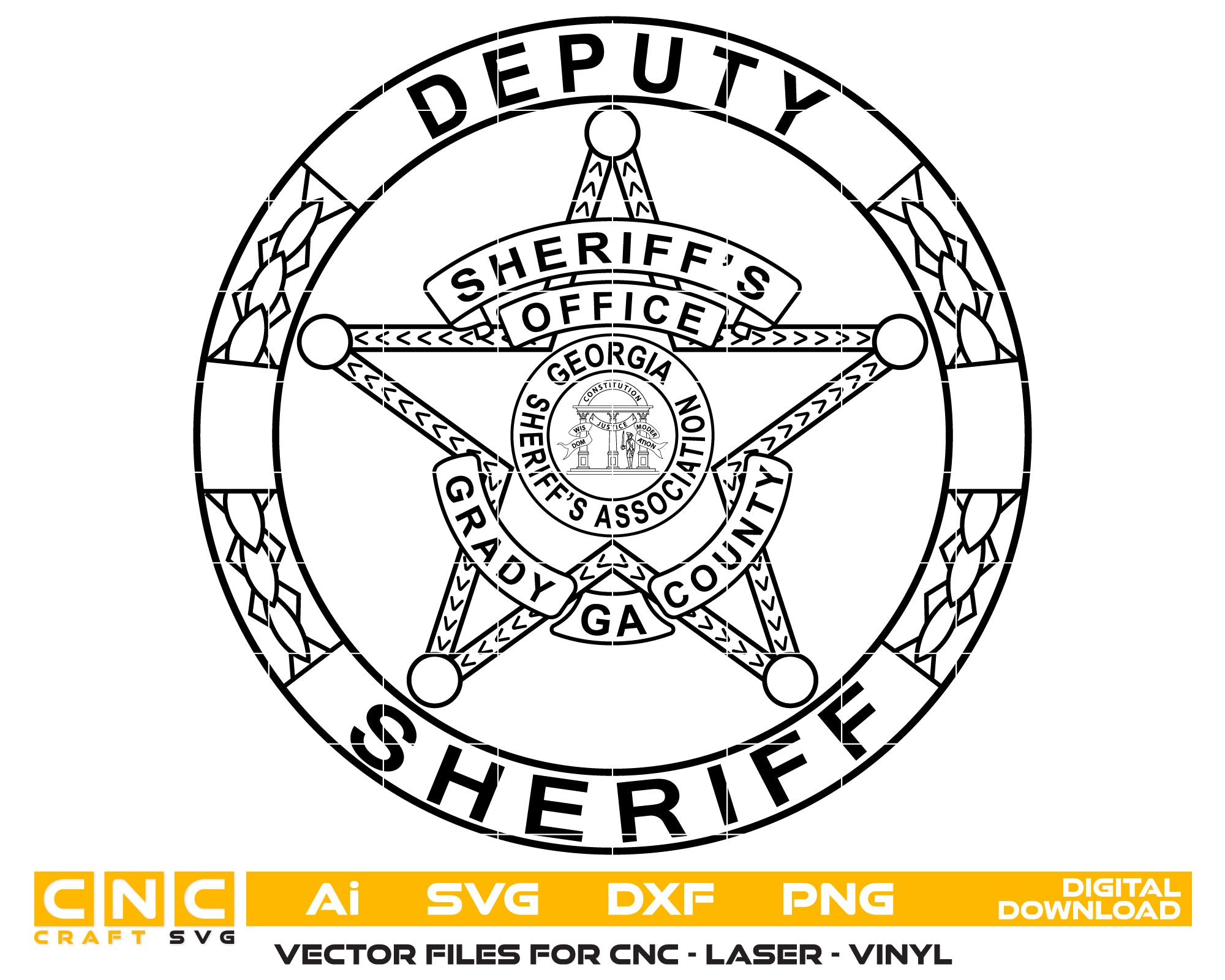 Grady County Georgia Deputy Sheriff Badge SVG