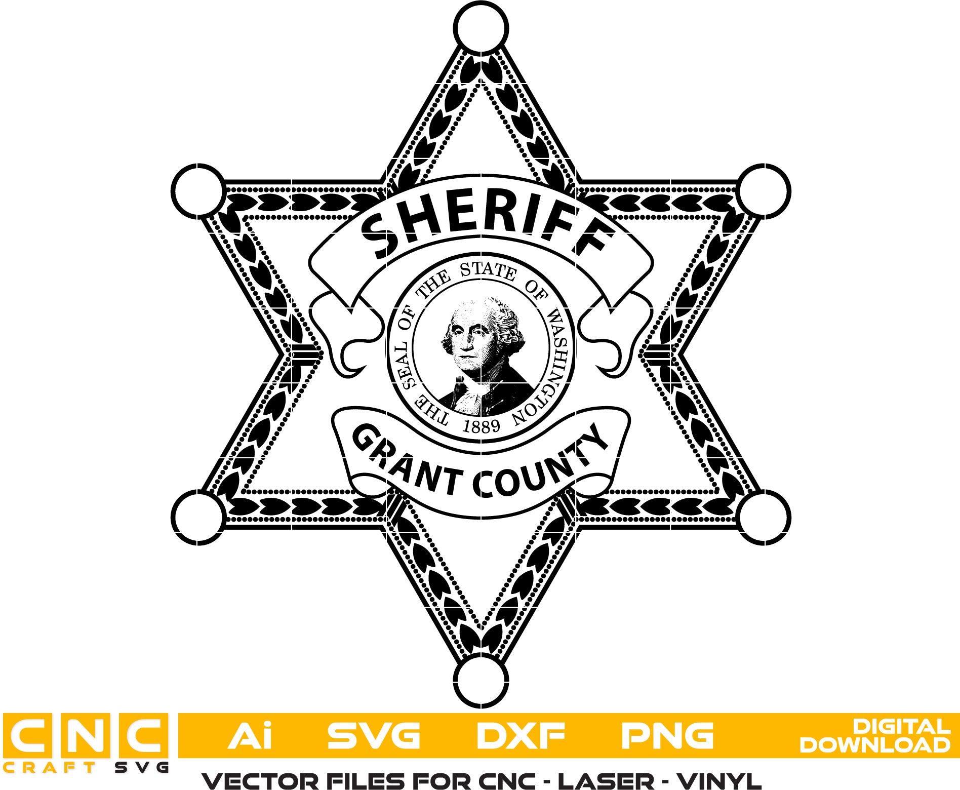 Grant County Sheriff Badge, Sheriff Badge Vector Art, Digital File