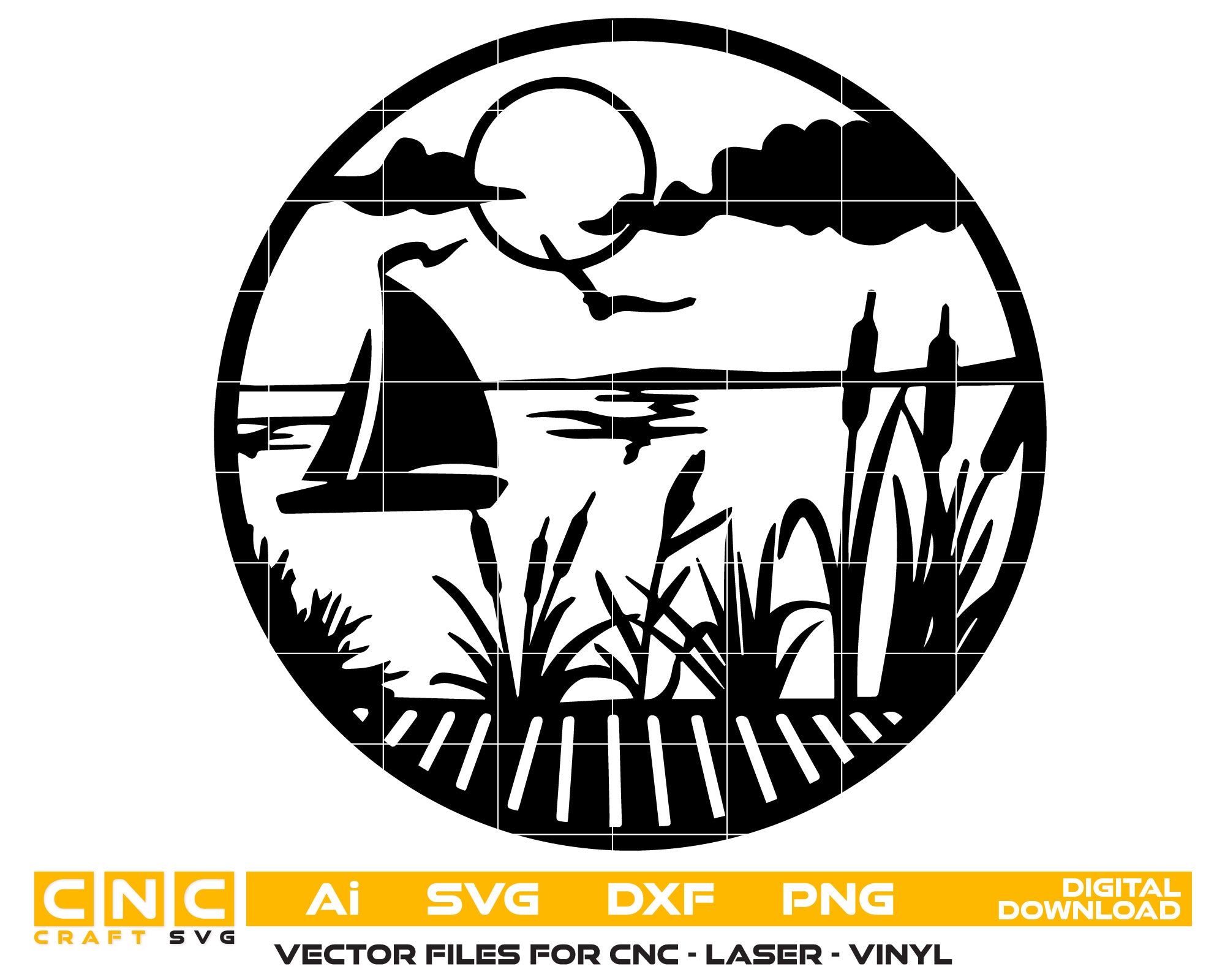 Grass with Sun Scene – Vector File.