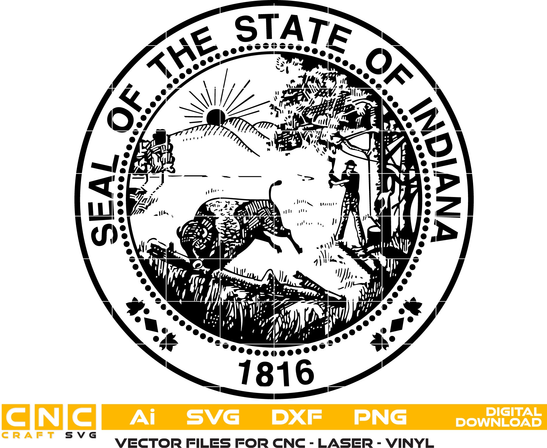 State of Indiana Seal Vector Art