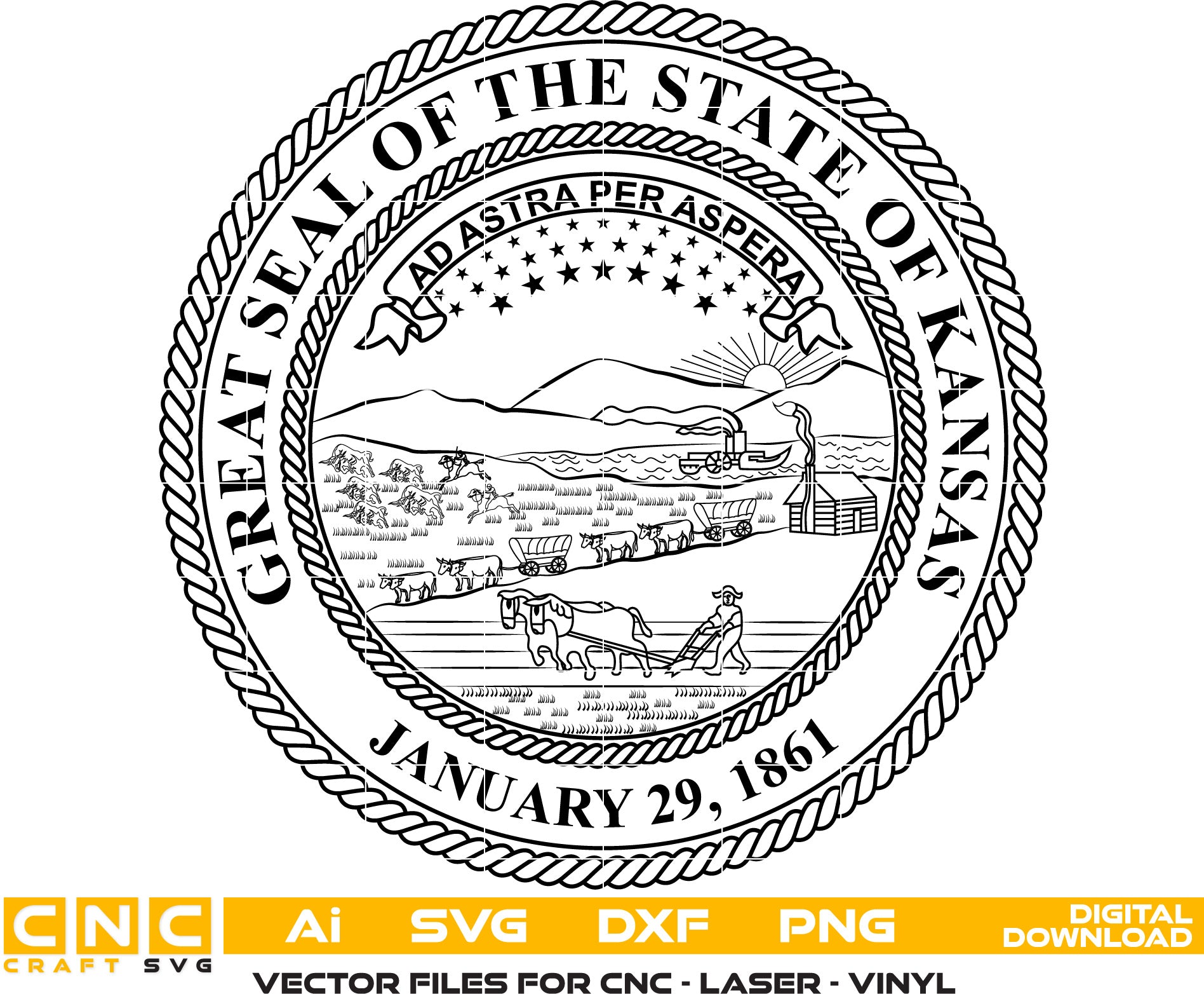 Great seal fo the State of Kansas Logo Vector Art