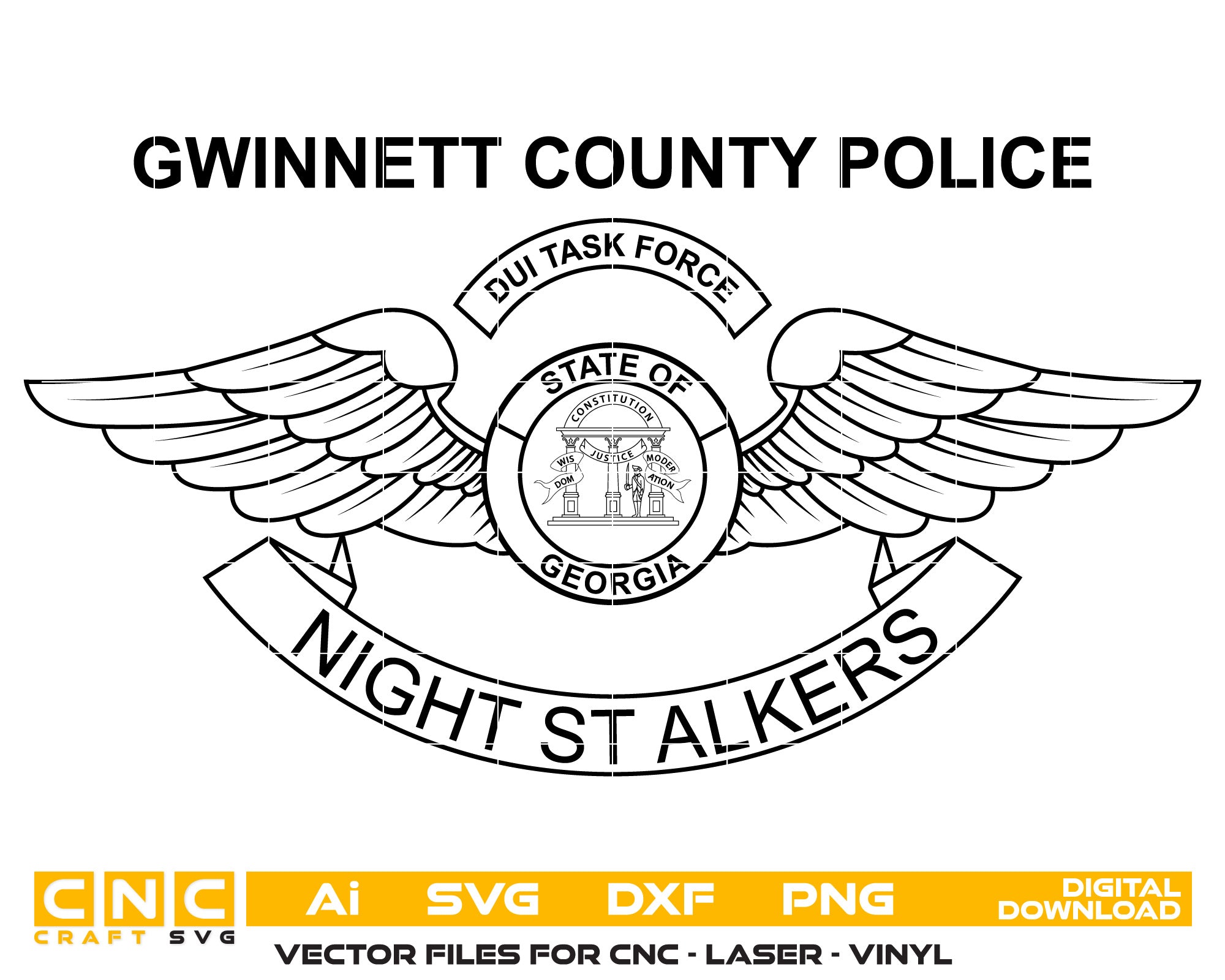 Gwinnett County Police Badge Vector Art, Ai,SVG, DXF, PNG, Digital Files