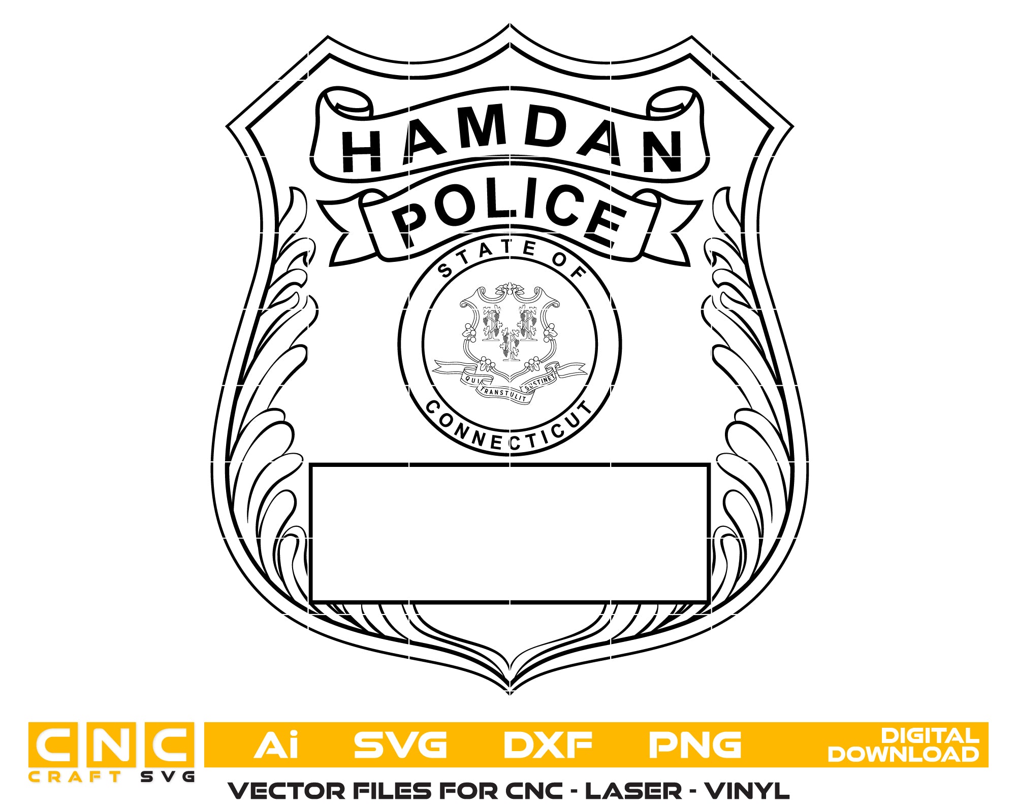 Hamden Police Badge SVG, Connecticut Police Badge Vector, Hamden Police Department Badge, Law Enforcement Badge SVG, Connecticut Police Officer Badge Vector