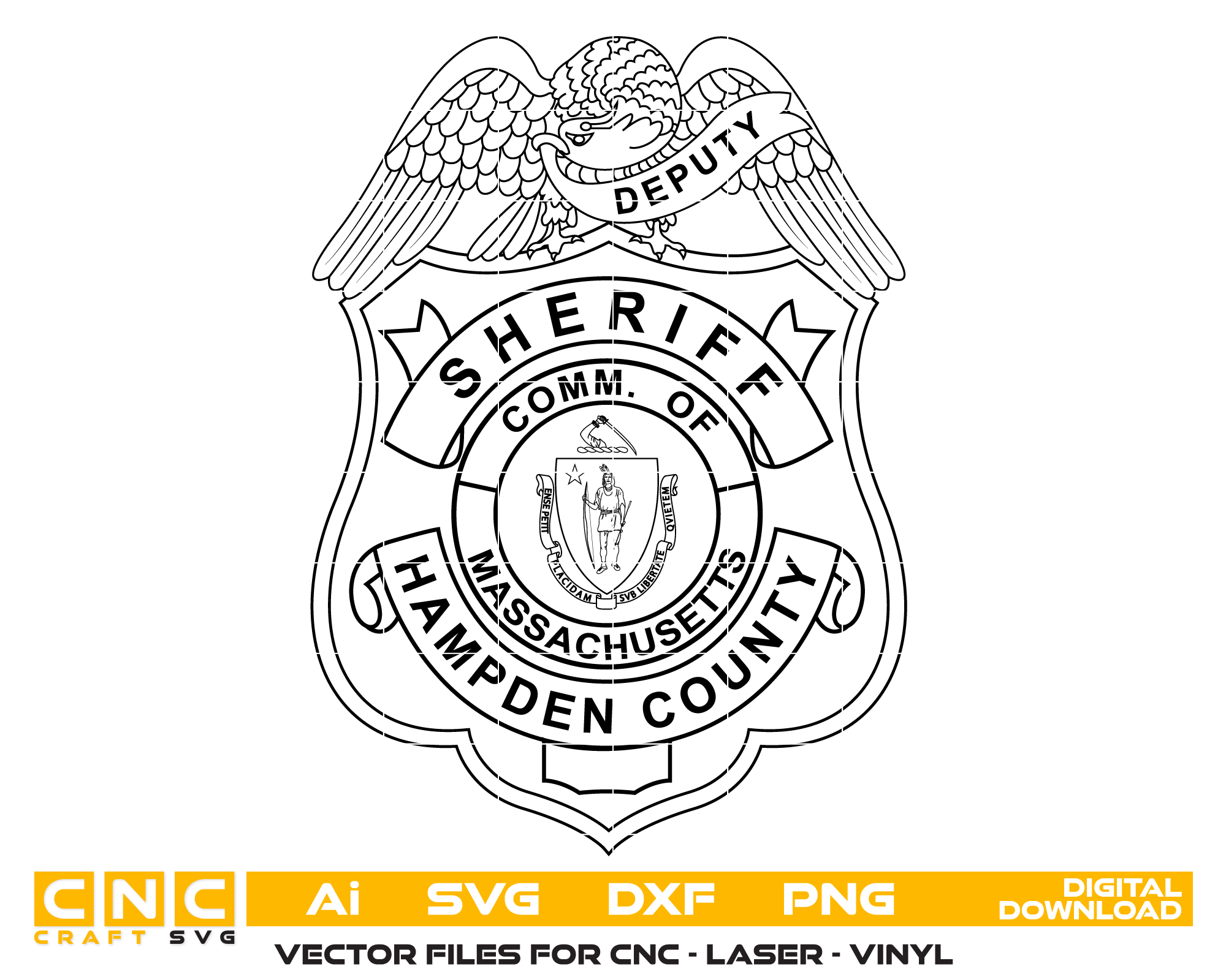 Hampden County Deputy Sheriff Badge Massachusetts SVG, Hampden MA Sheriff Emblem Vector, Hampden County Sheriff Badge SVG, Massachusetts Deputy Badge, Hampden County Sheriff Logo