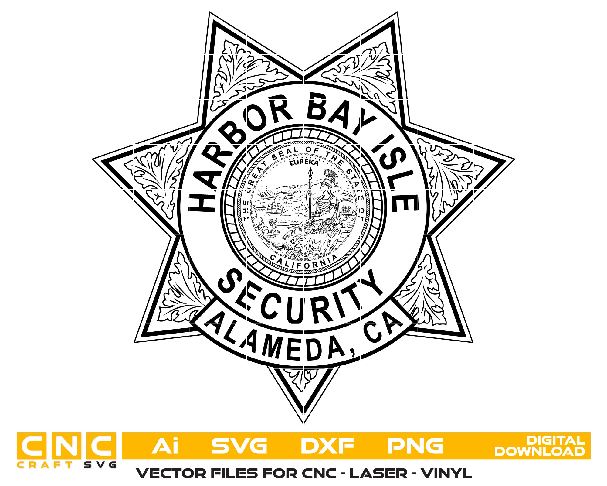 Harbor Bay Isle Security Badge SVG, Harbor Bay Isle California Security Badge Vector, Harbor Bay Isle Security SVG Emblem, California Security Badge Logo SVG, #support