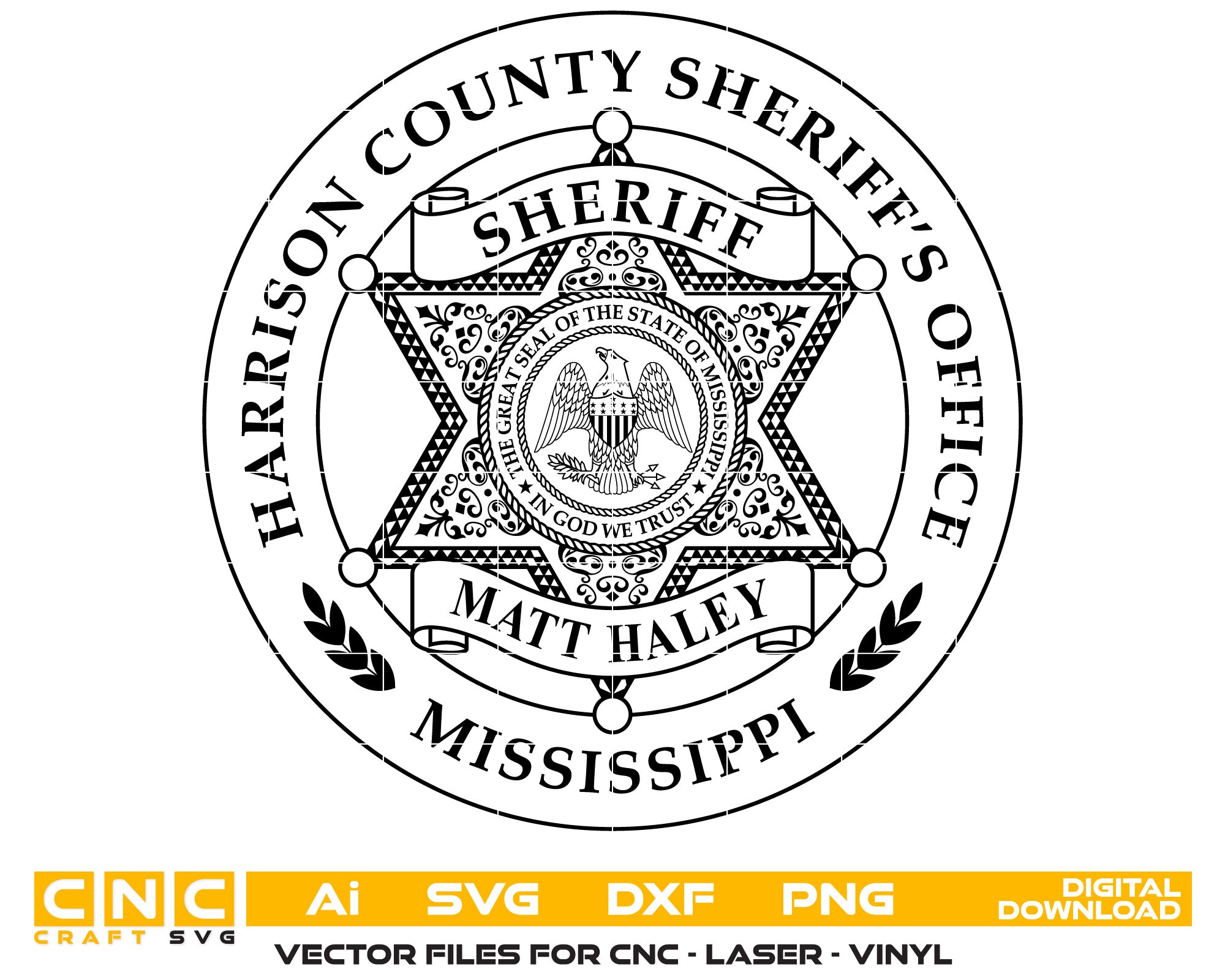 Harrison County Sheriff Badge
Sheriff Badge
MIssissippi Sheriff Badge