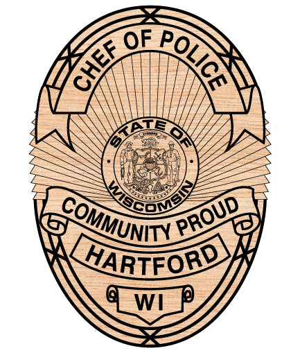Hartford Community Proud Police Chief Badge Wisconsin SVG, Hartford WI Police Chief Emblem Vector, Hartford Police Badge SVG, Wisconsin Law Enforcement Badge, Hartford Chief Badge Logo
