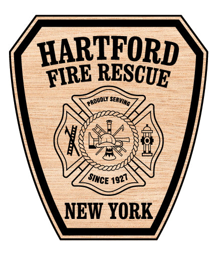 Hartford Fire Rescue Patch SVG digital download, New York fire department emblem vector design for Cricut, Silhouette, CNC, engraving, and firefighter crafts.