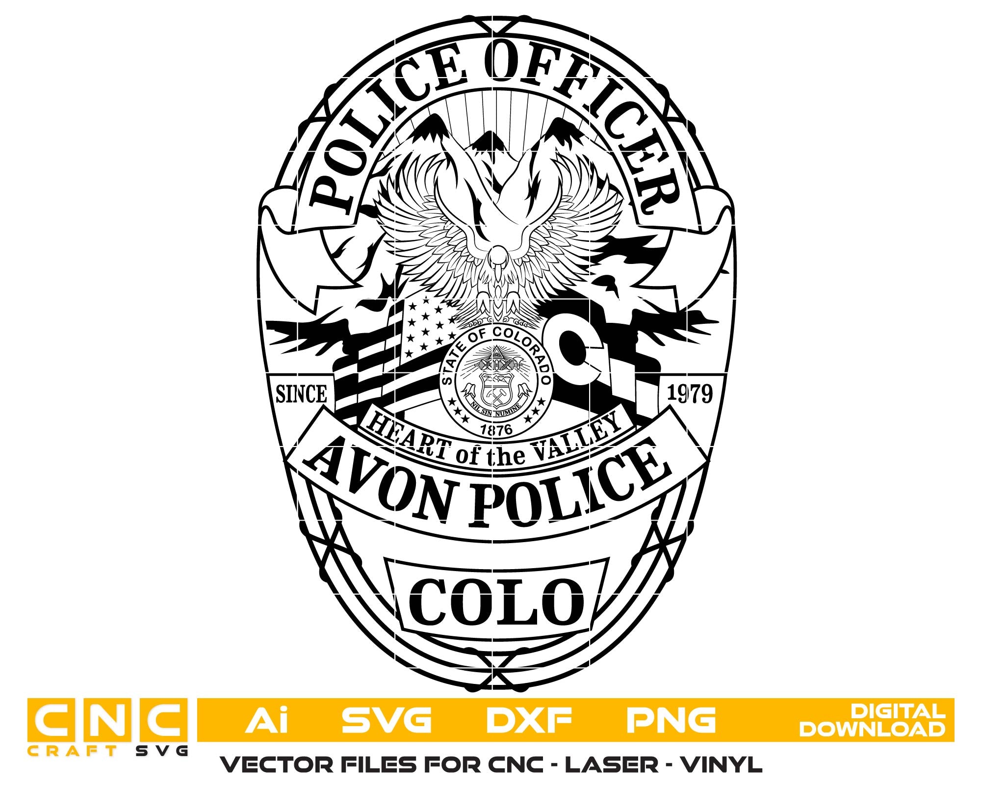 Heart Of The Valley Avon Police Officer Badge, Avon Police Officer Badge, Police Badge, Colo Police Officer Badge