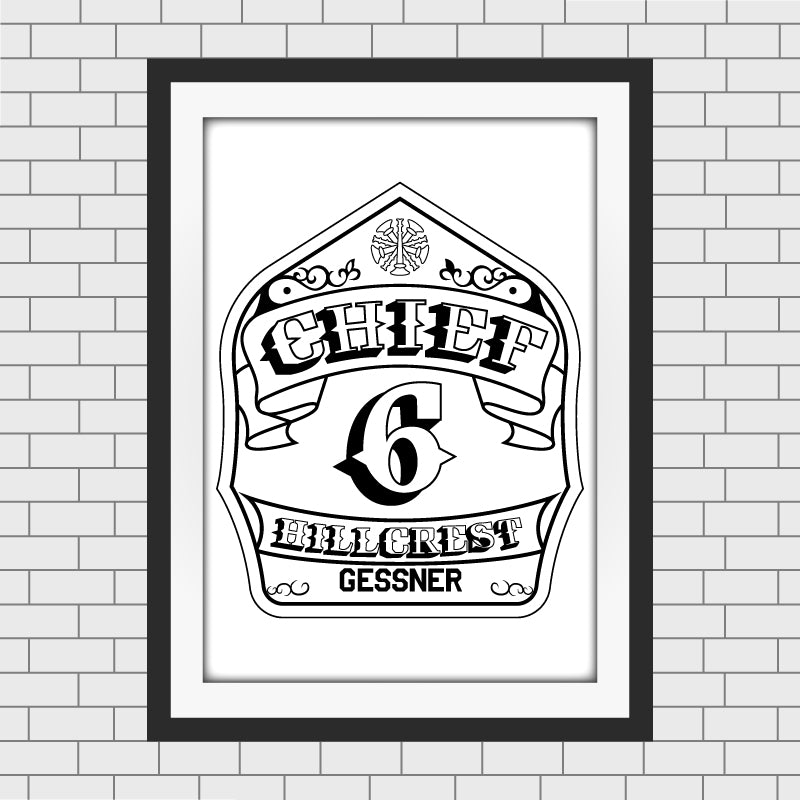 Hillcrest Fire Chief Helmet Shields Badge