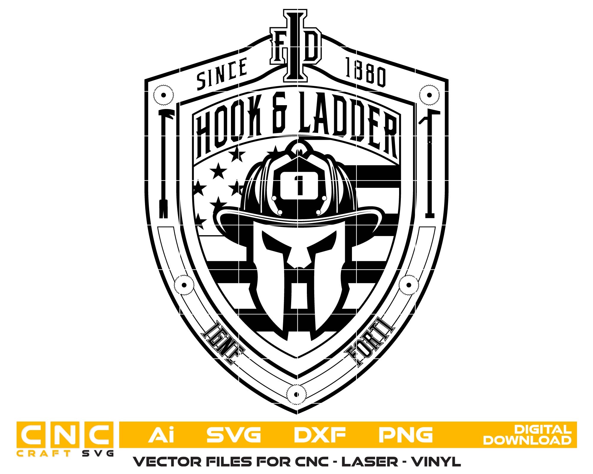 Hook & Ladder Fire Department Logo SVG, Hook & Ladder Firefighter Emblem Vector, New York Fire Department Logo SVG, Hook & Ladder FD Logo Vector, NY Firefighter SVG