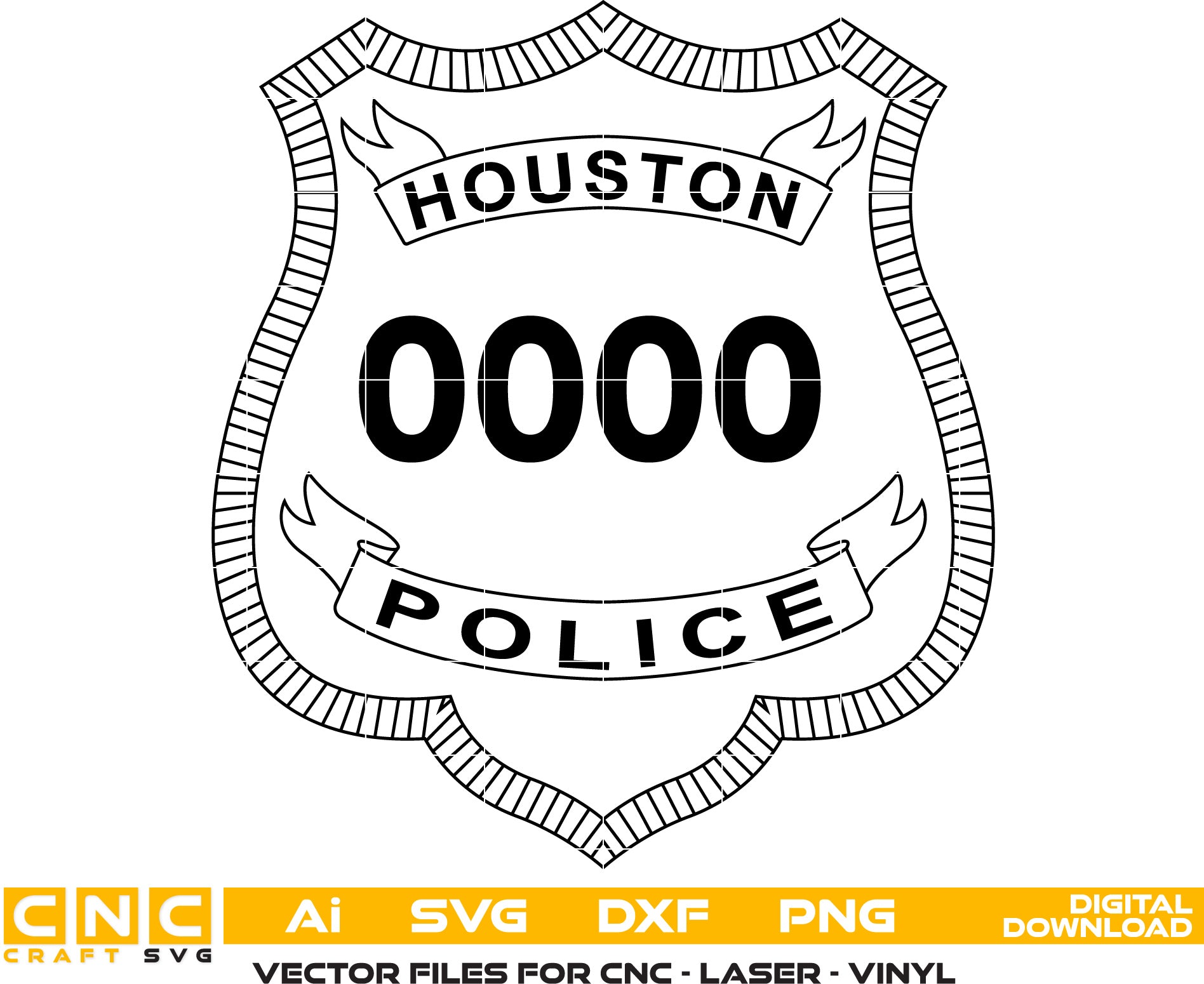 Houston Police Seal Vector Art, Ai,SVG, DXF, PNG, Digital Files