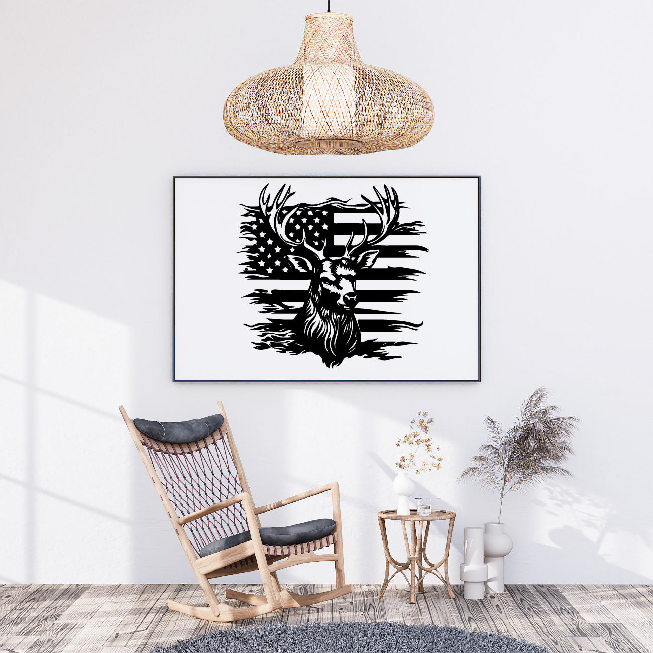 Hunting Clipart American Flag Deer Vector Art – Digital Download