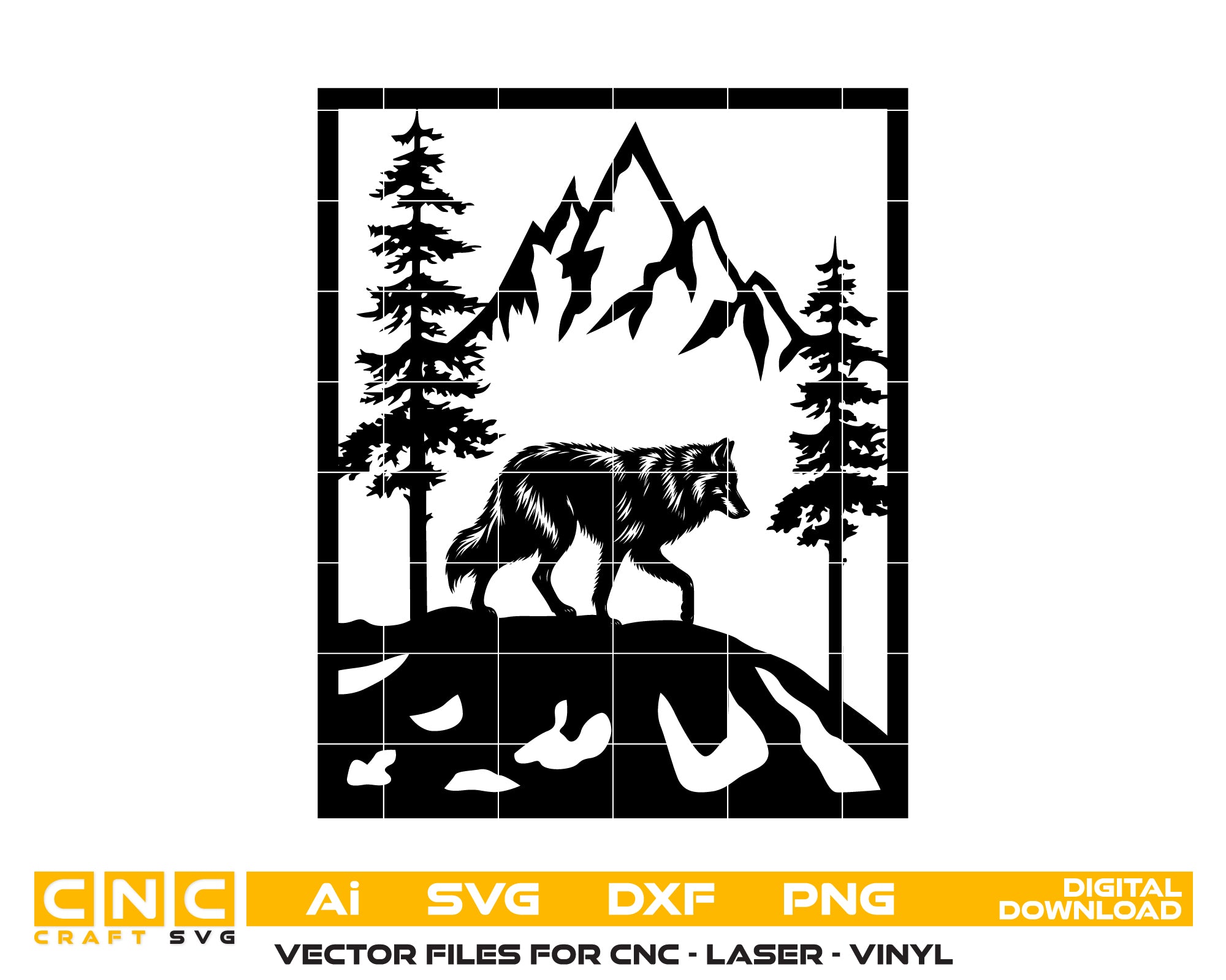 Incredible Wolf Mountain Vector Art