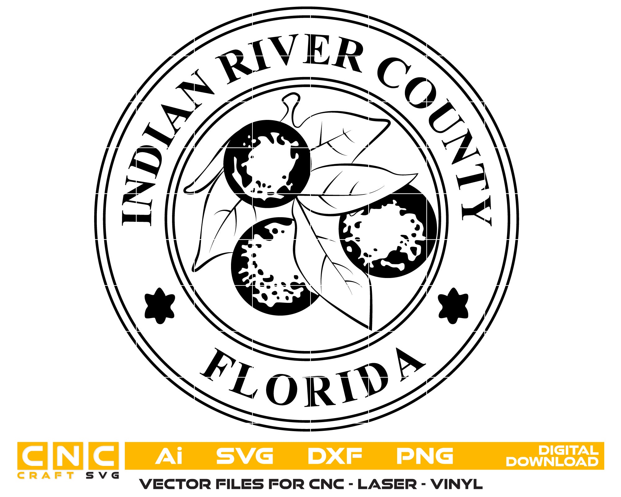 Indian River County Florida Seal Vector art Svg, Dxf, Jpg, Png, and Ai files For laser engraving, woodworking, acrylic painting, and all printing machines.