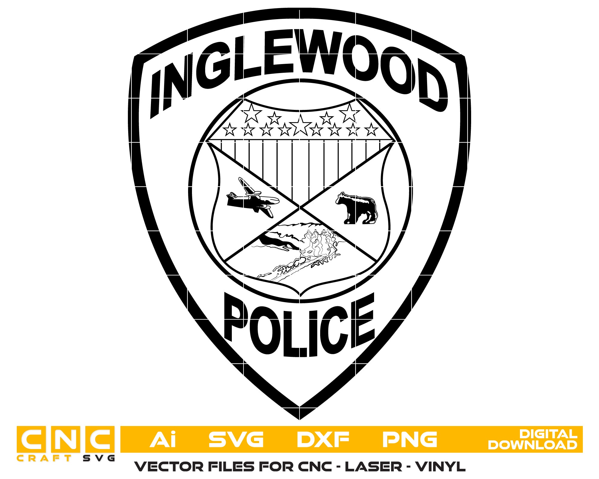 Inglewood Police Badge Vector Art, Digital Files