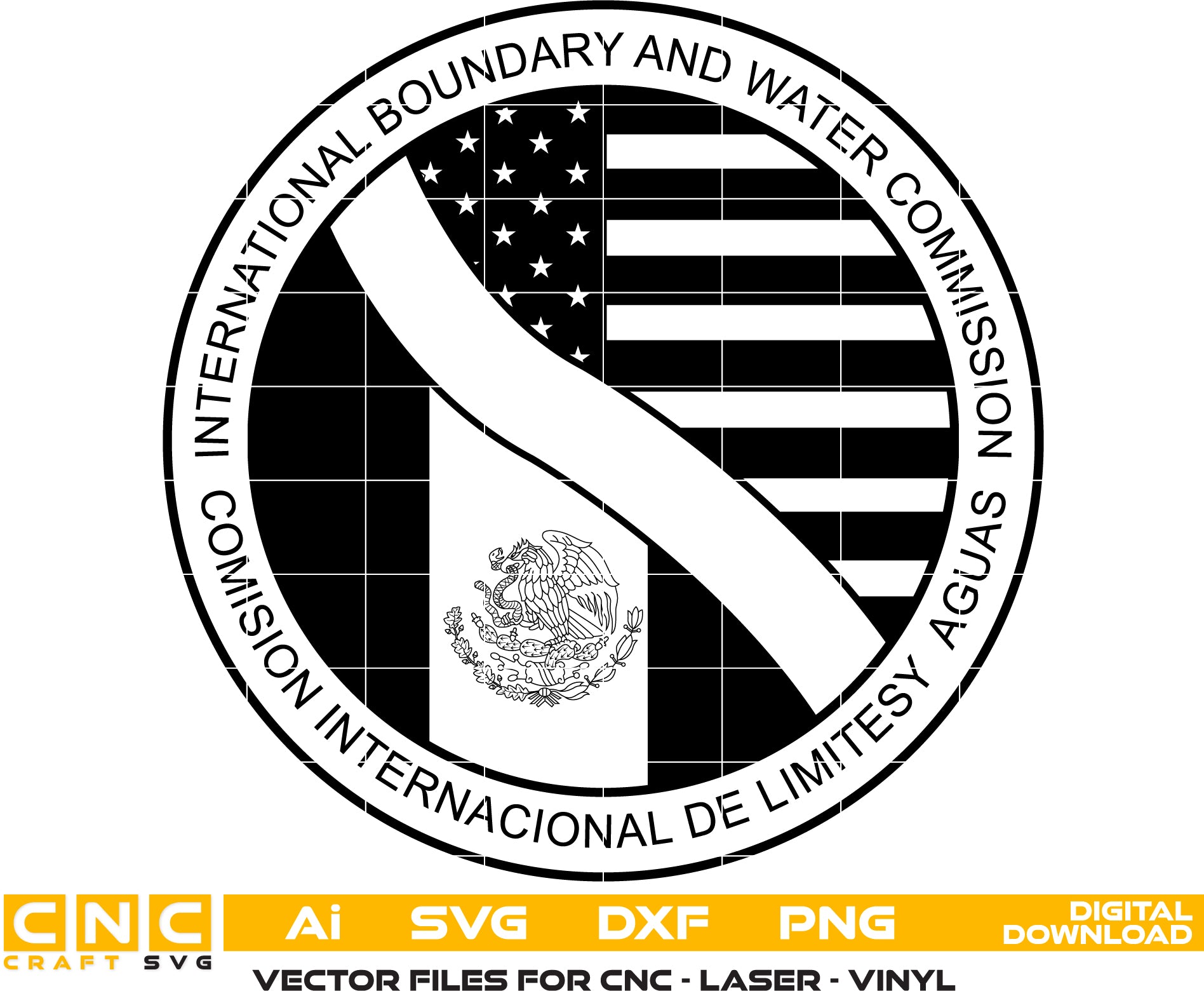 International Boundary And Water Commission Logo Vector art Svg/ Dxf/ Jpg/ Png/ and Ai files For laser engraving/ woodworking/ acrylic painting and all printing machines.