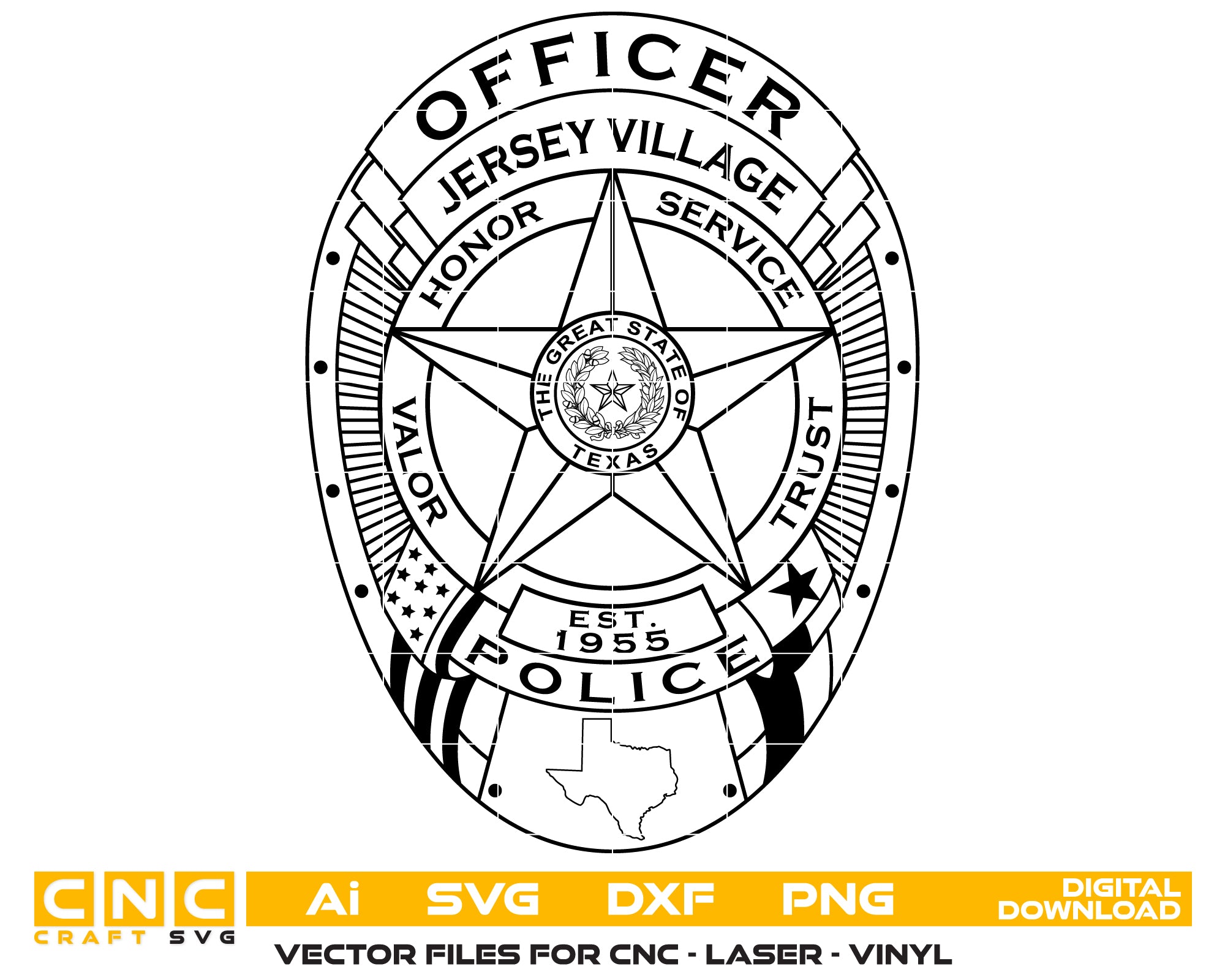 Jersey Village Police Officer Badge, Texas