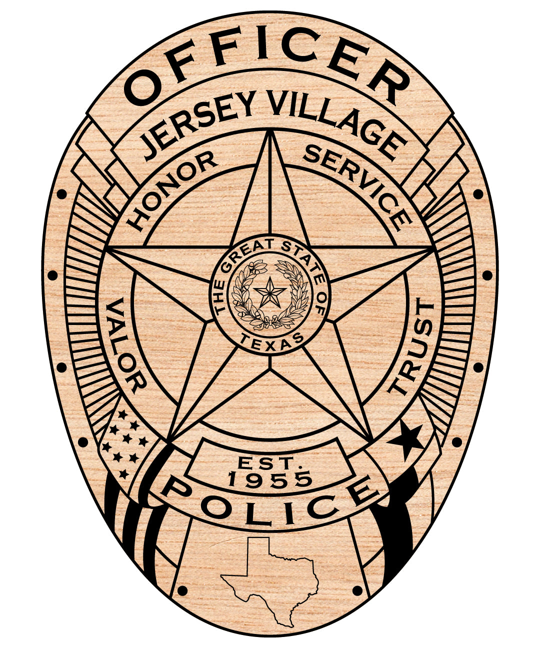 Jersey Village Police Officer Badge, Texas