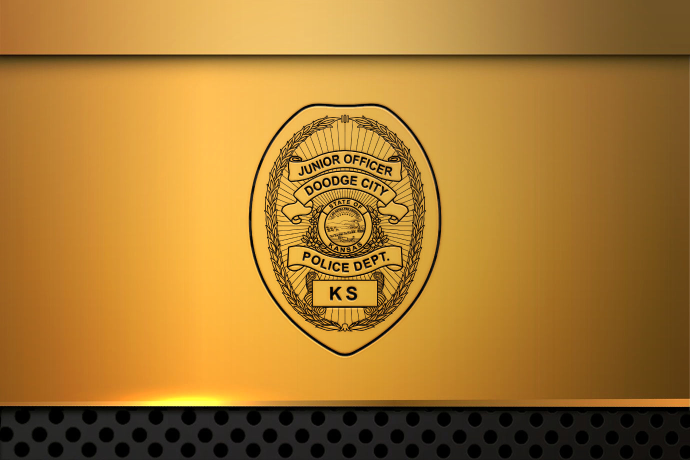 Police department badge on a gold background
kansas police badge mockup
kansas police badge wall painting
