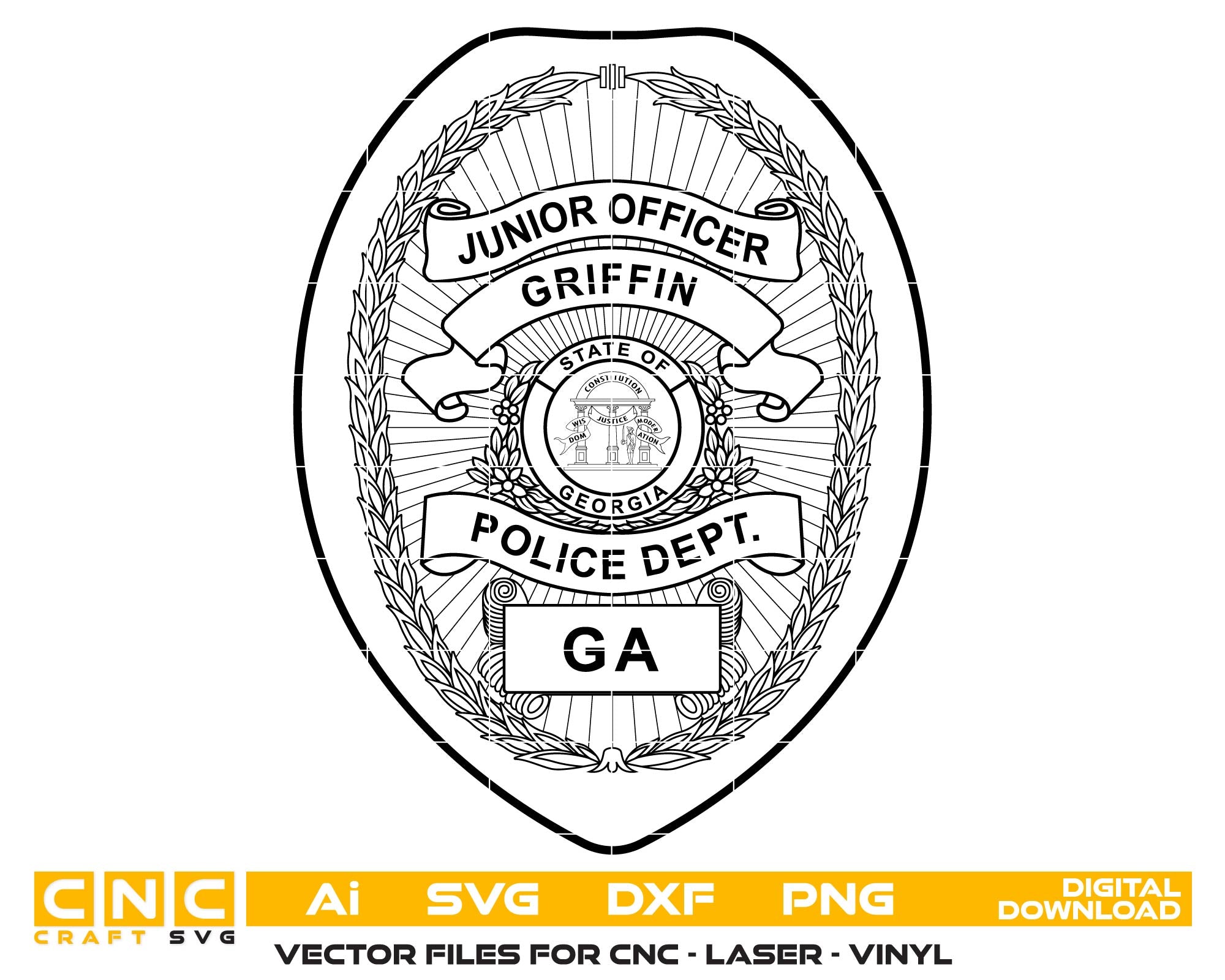 Black and white police badge design with text on a white background
Black and white police badge design
georgia police badge vector art