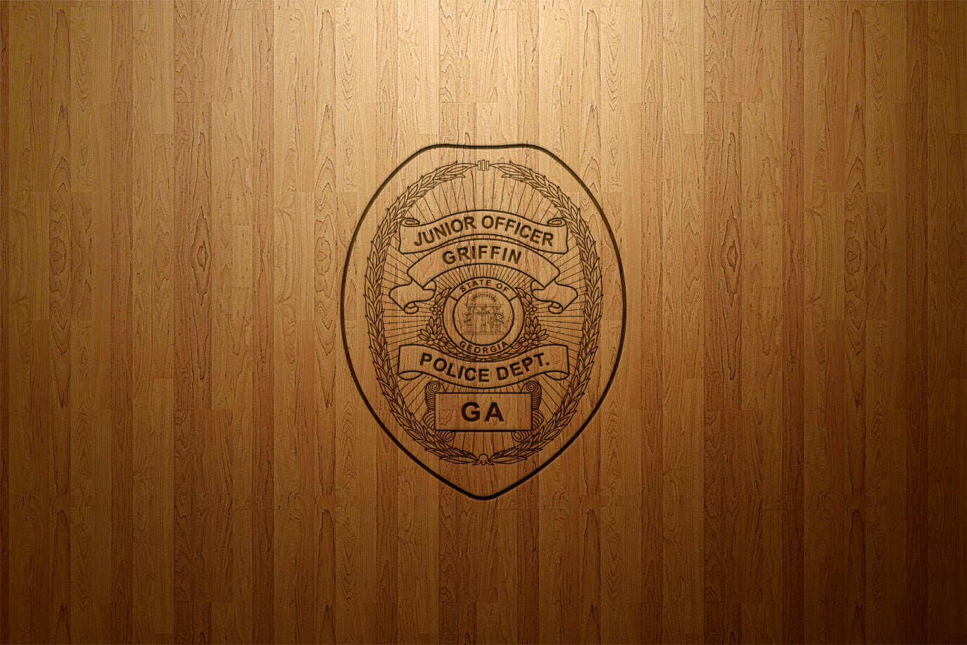 Police department badge on a wooden background
Police department badge on a wooden mockup
Police department badge on a wooden svg