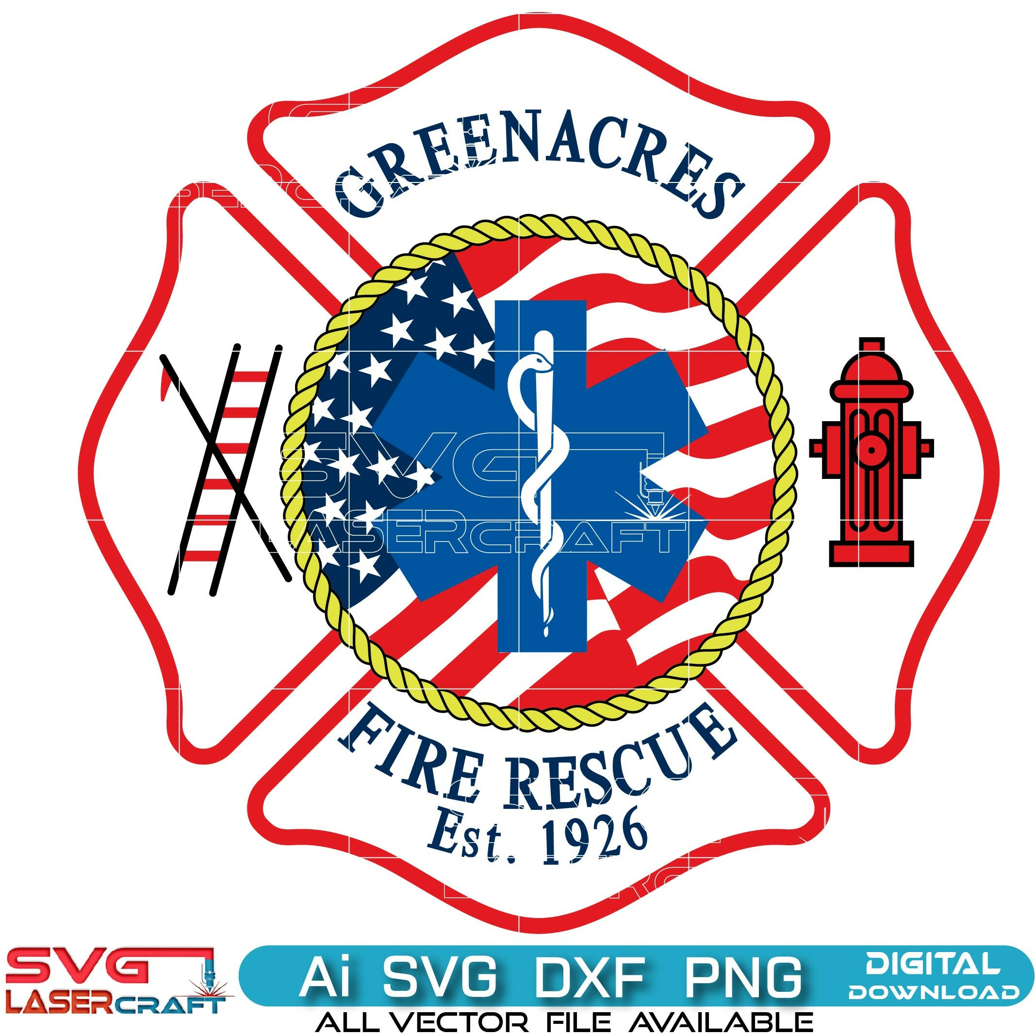 Greenacres Fire Rescue Badge Vector art